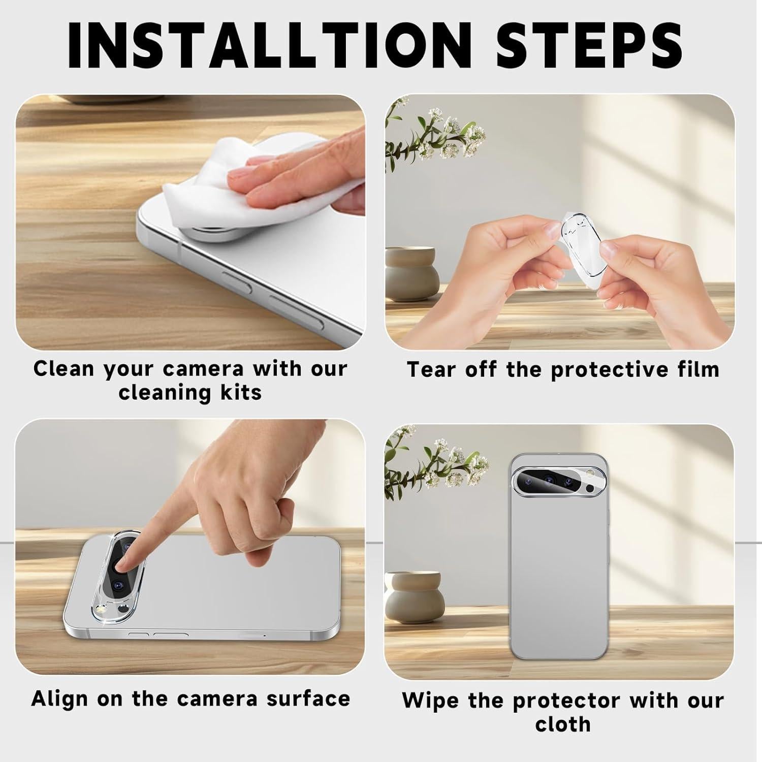 Paquete de 3 Protectores de Lente de Cámara Google Pixel 9 Pro