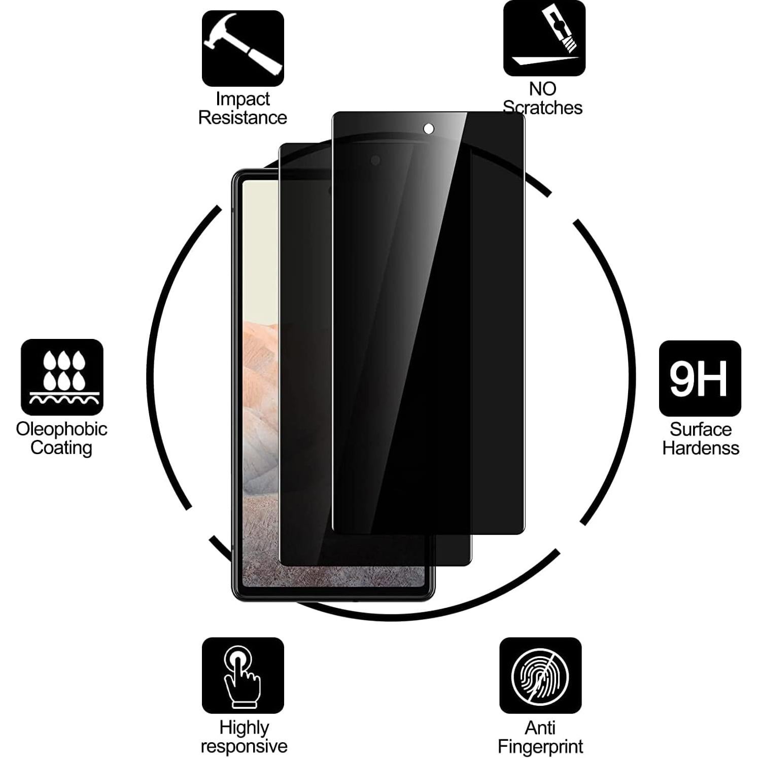 FJCases Funda Privada Anti-Espía Vidrio Templado Google Pixel 6