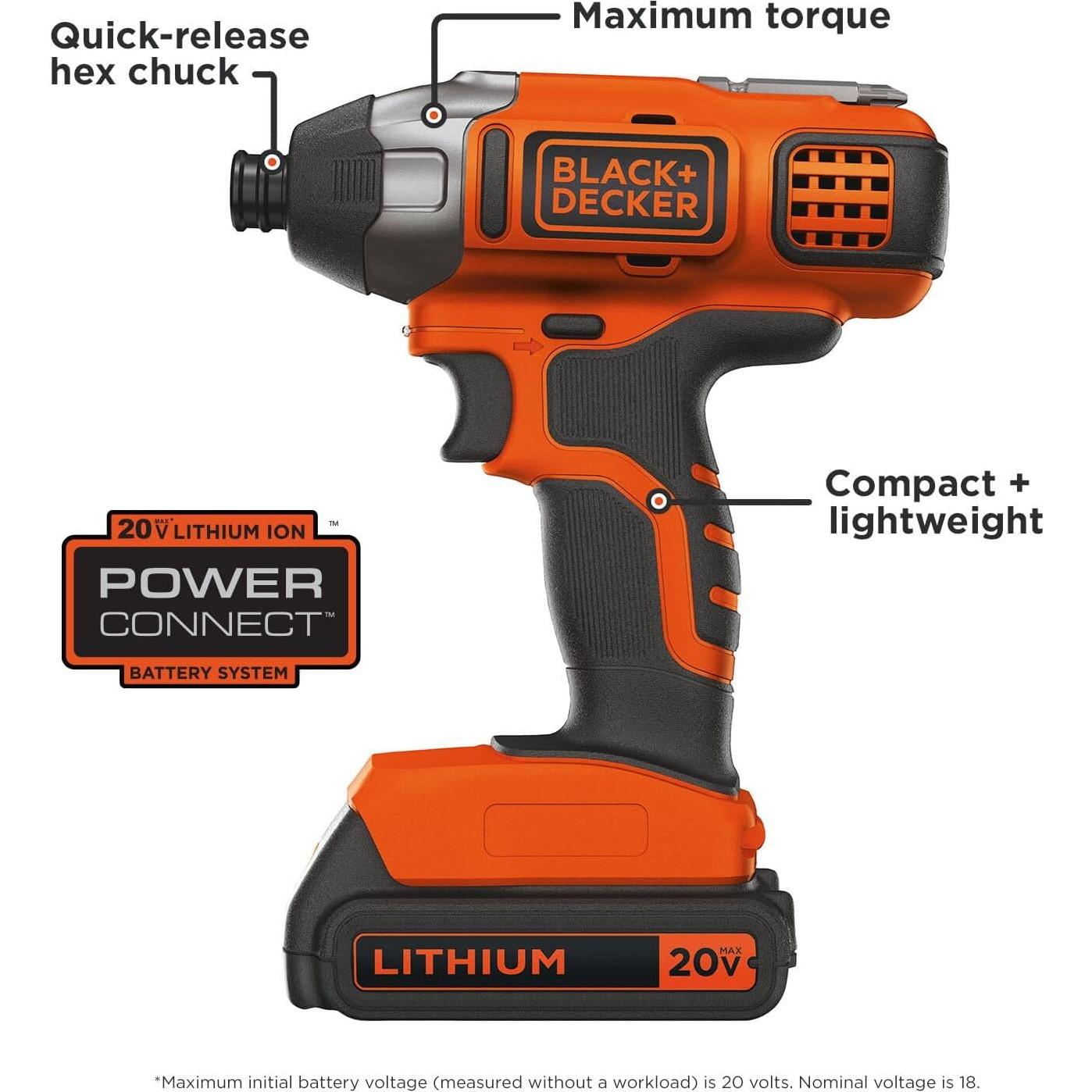 Destornillador de Impacto Inalámbrico BLACK+DECKER 20V