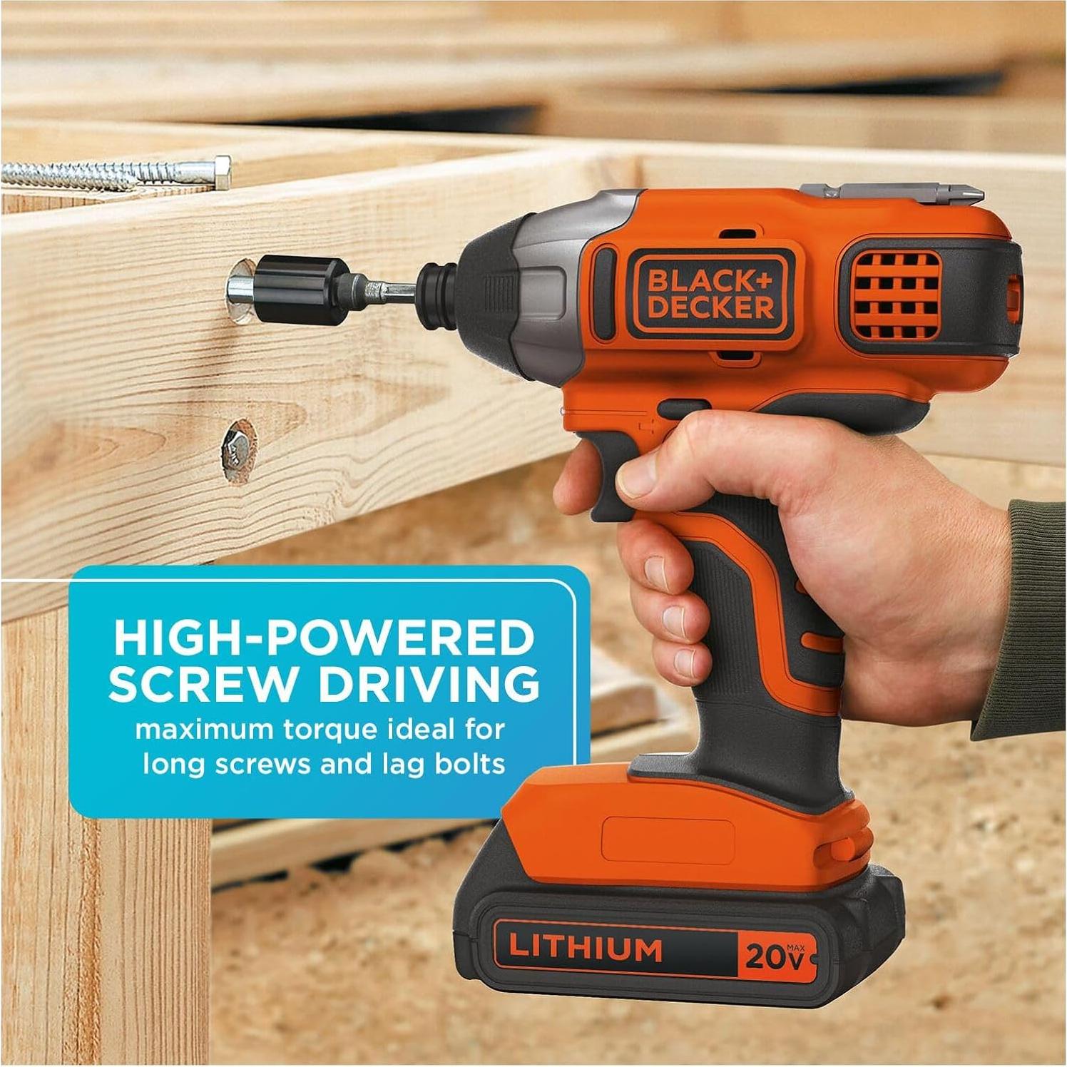 Destornillador de Impacto Inalámbrico BLACK+DECKER 20V