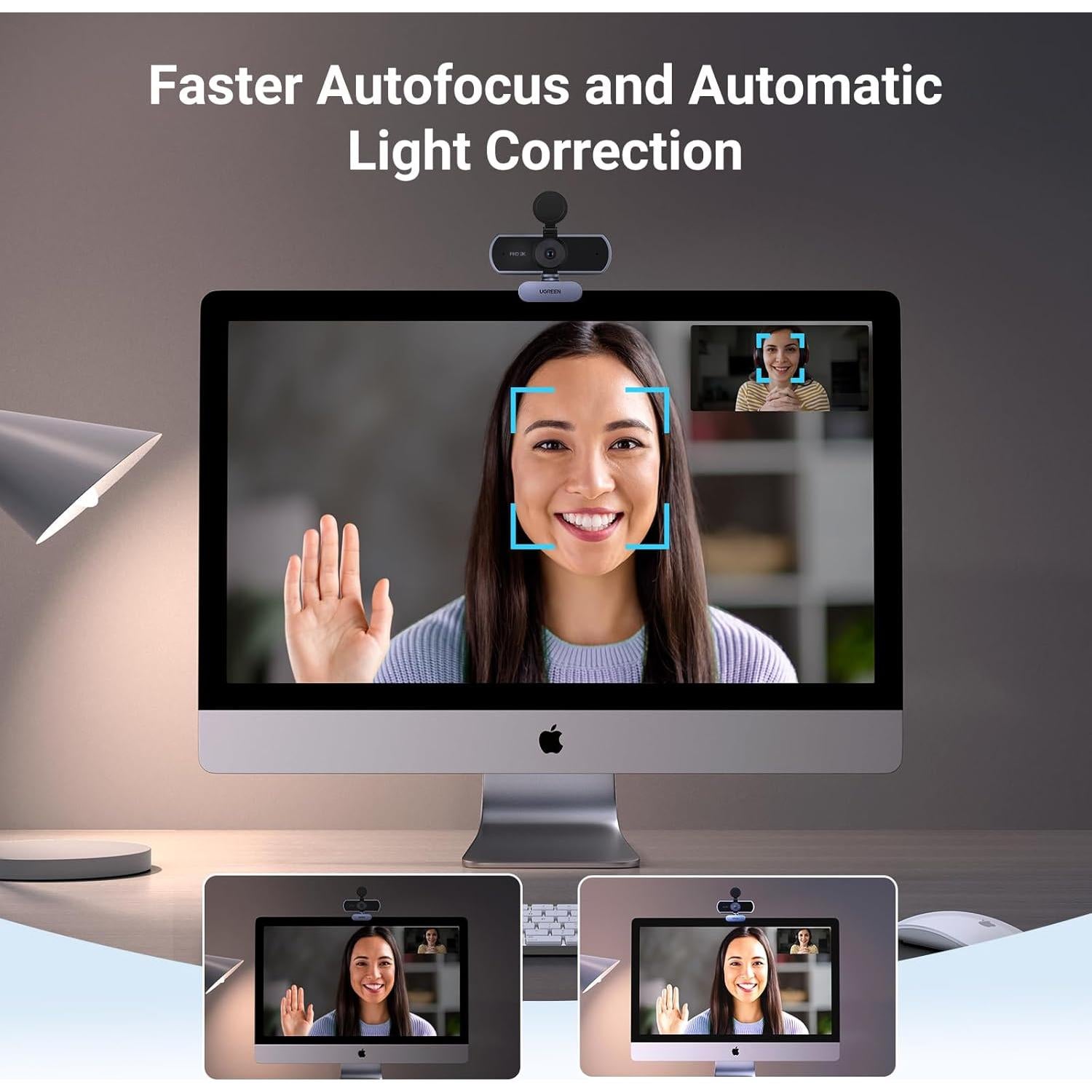 Cámara Web UGREEN 2K Full HD con Autofoco y Micrófonos