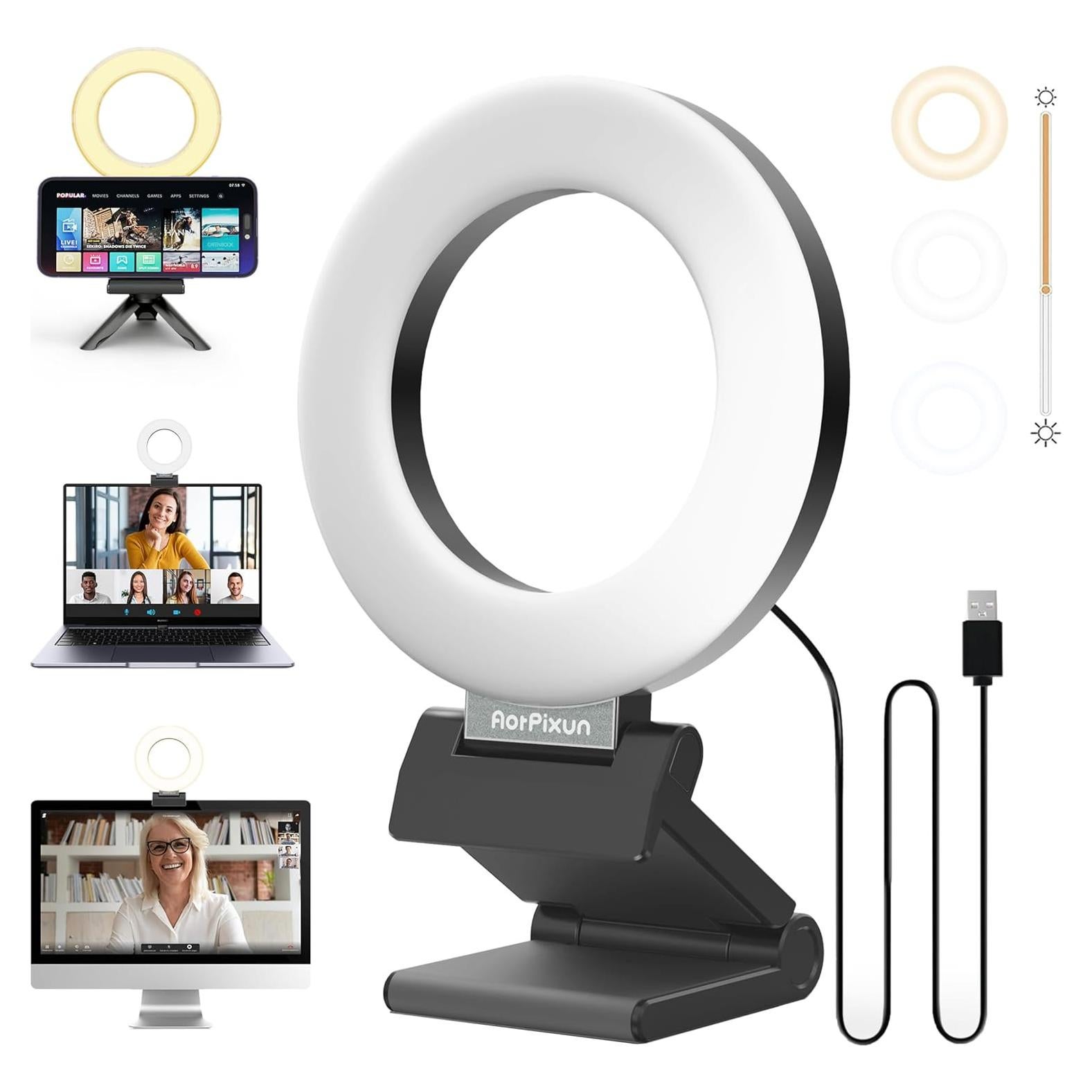 Luz de Anillo AorPixun 10cm USB 3 Modos 10 Niveles Brillo