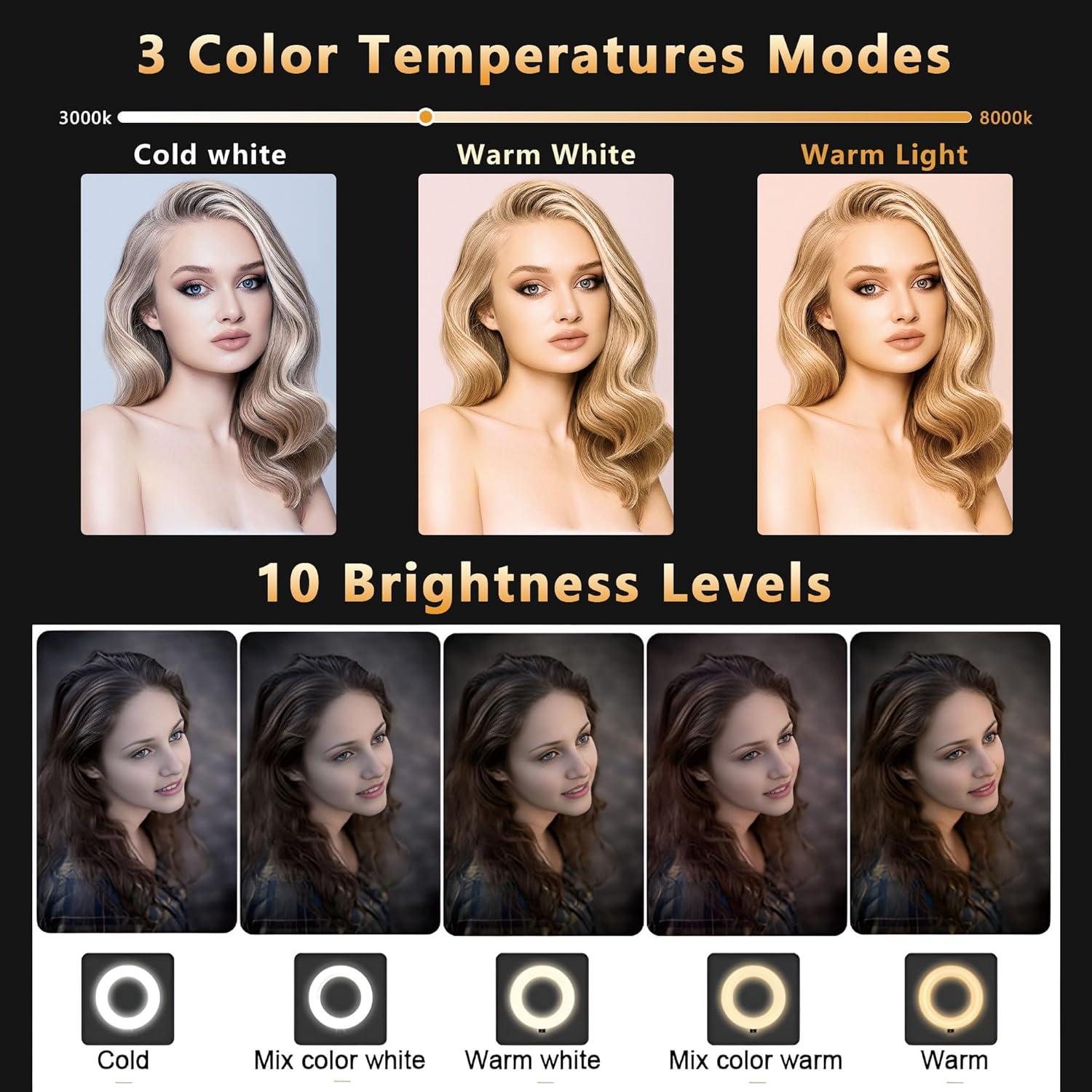 Luz de Anillo AorPixun 10cm USB 3 Modos 10 Niveles Brillo