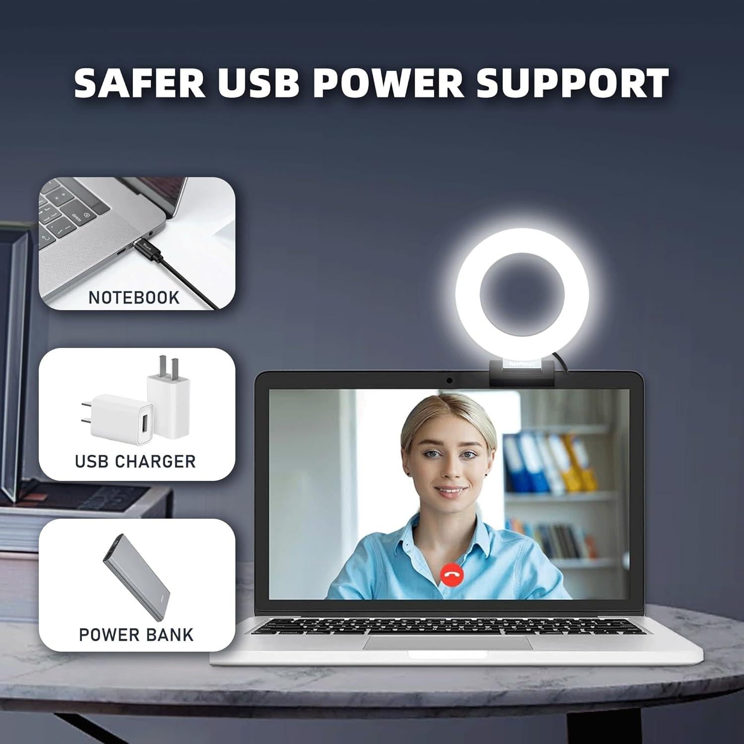 Luz de Anillo AorPixun 10cm USB 3 Modos 10 Niveles Brillo