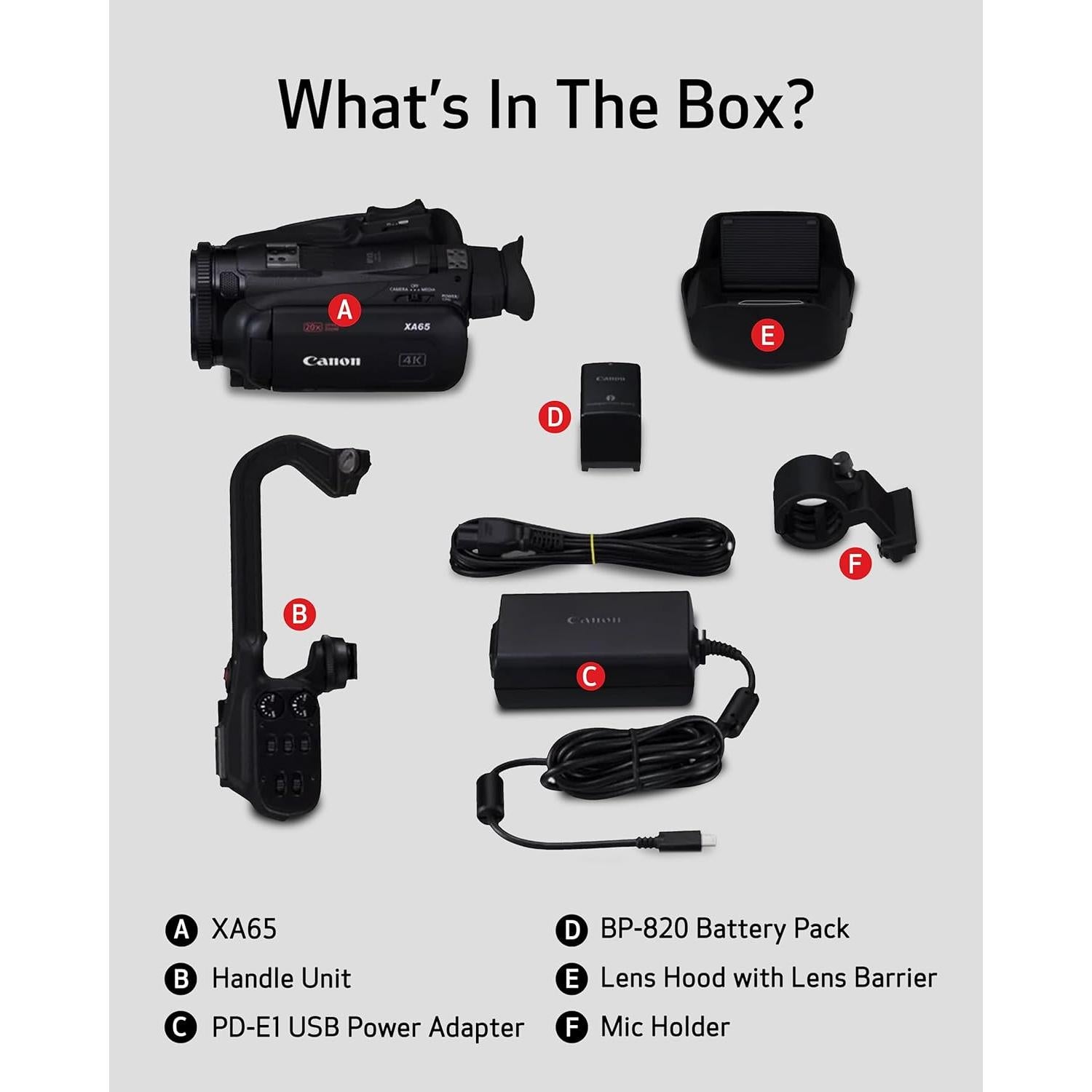 Cámara de video profesional Canon XA65 4K UHD 20x Zoom