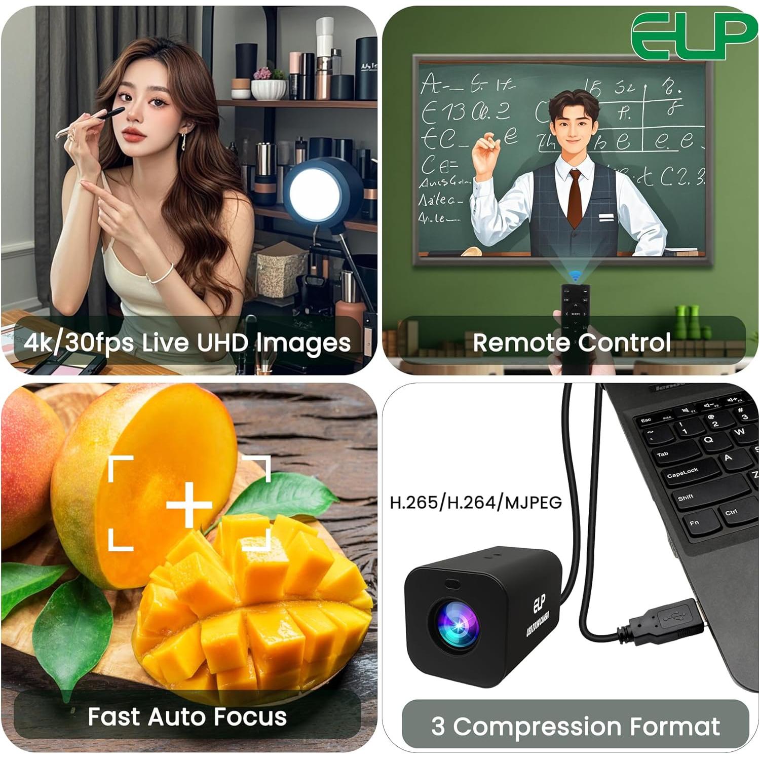 Cámara USB 4K ELP 12X Zoom HDMI Autofocus 30fps