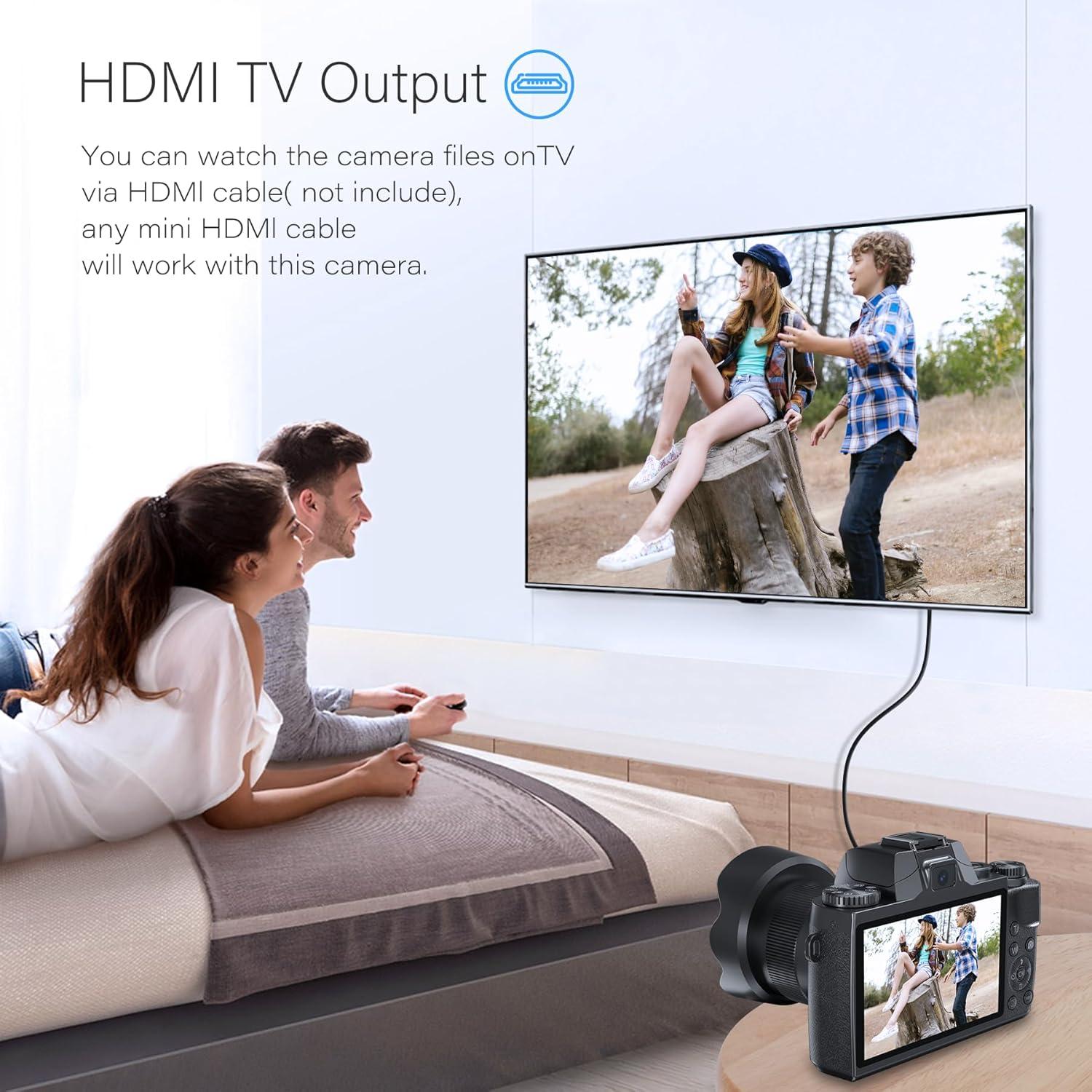 Cámara Digital Saneen 4K 64MP con Pantalla Táctil 10.16cm