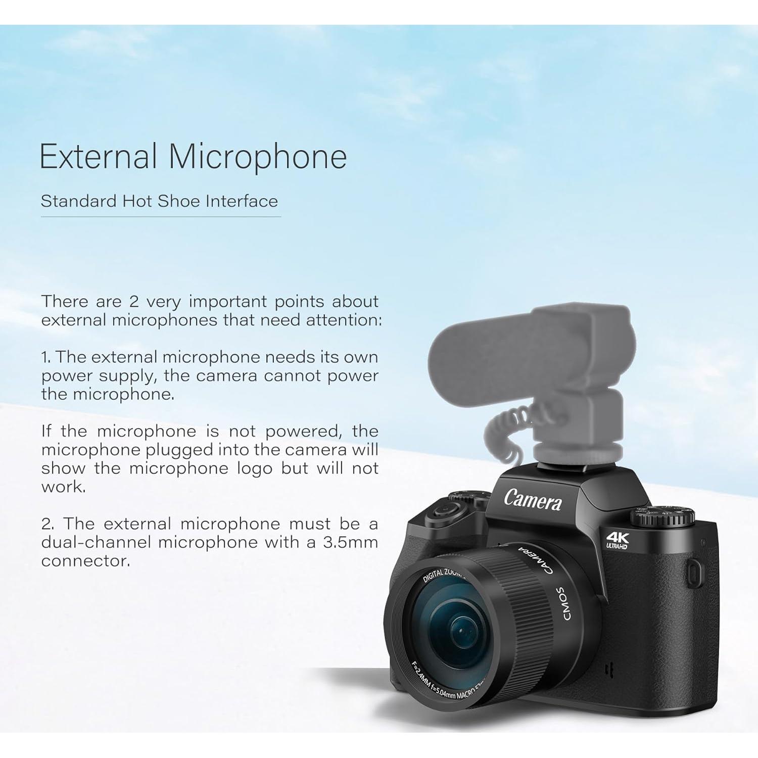 Cámara Digital Saneen 4K 64MP con Pantalla Táctil 10.16cm