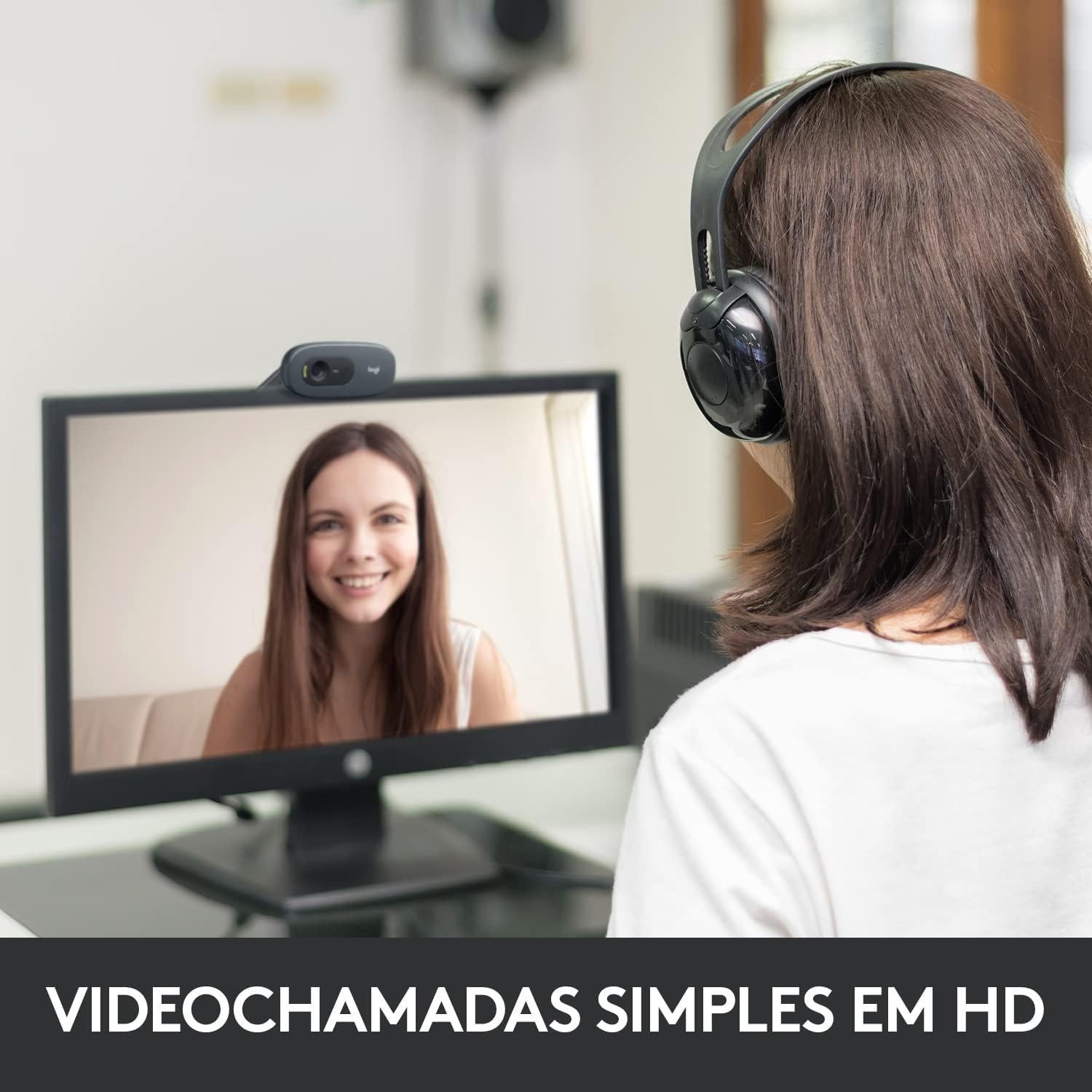 Webcam Logitech C270 HD 720p con Micrófono y Corrección de Luz