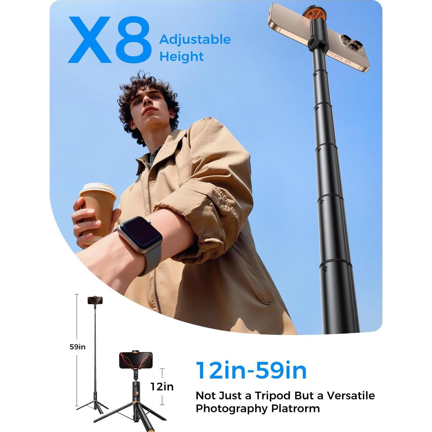 Trípode Automático Plegable MAGIC JOHN 150 cm con Control Remoto