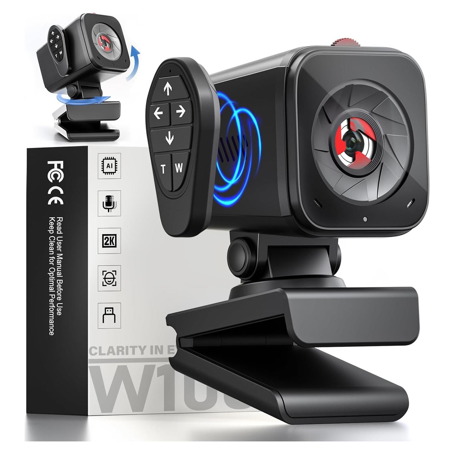 Cámara Web G-Anica W100 2K con Control Remoto y Micrófonos AI