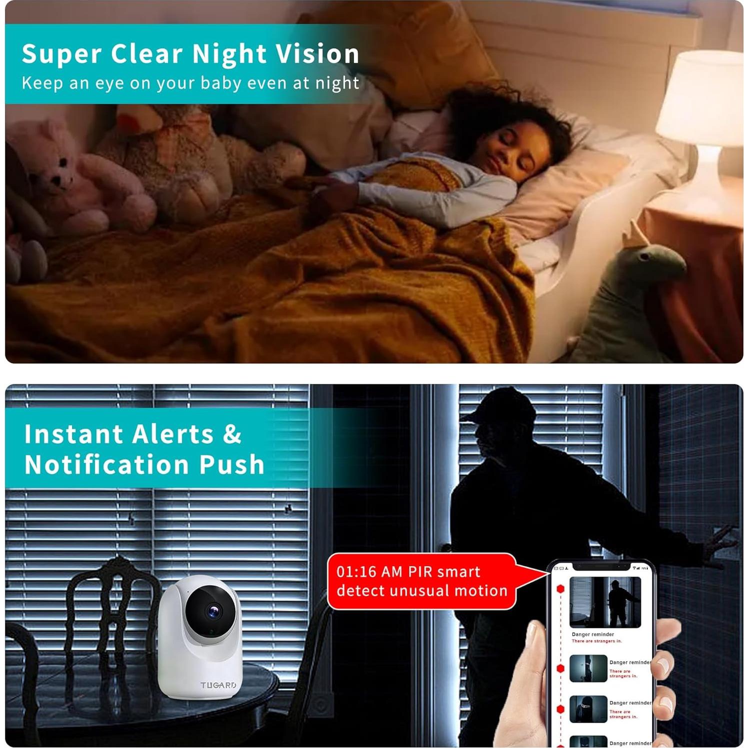 Cámara de Seguridad WiFi TUGARD C26 Pan/Tilt 1080p