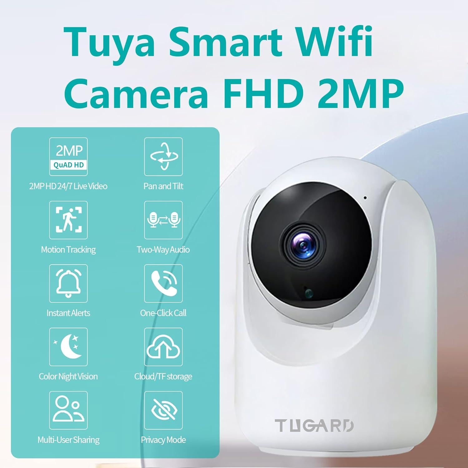 Cámara de Seguridad WiFi TUGARD C26 Pan/Tilt 1080p