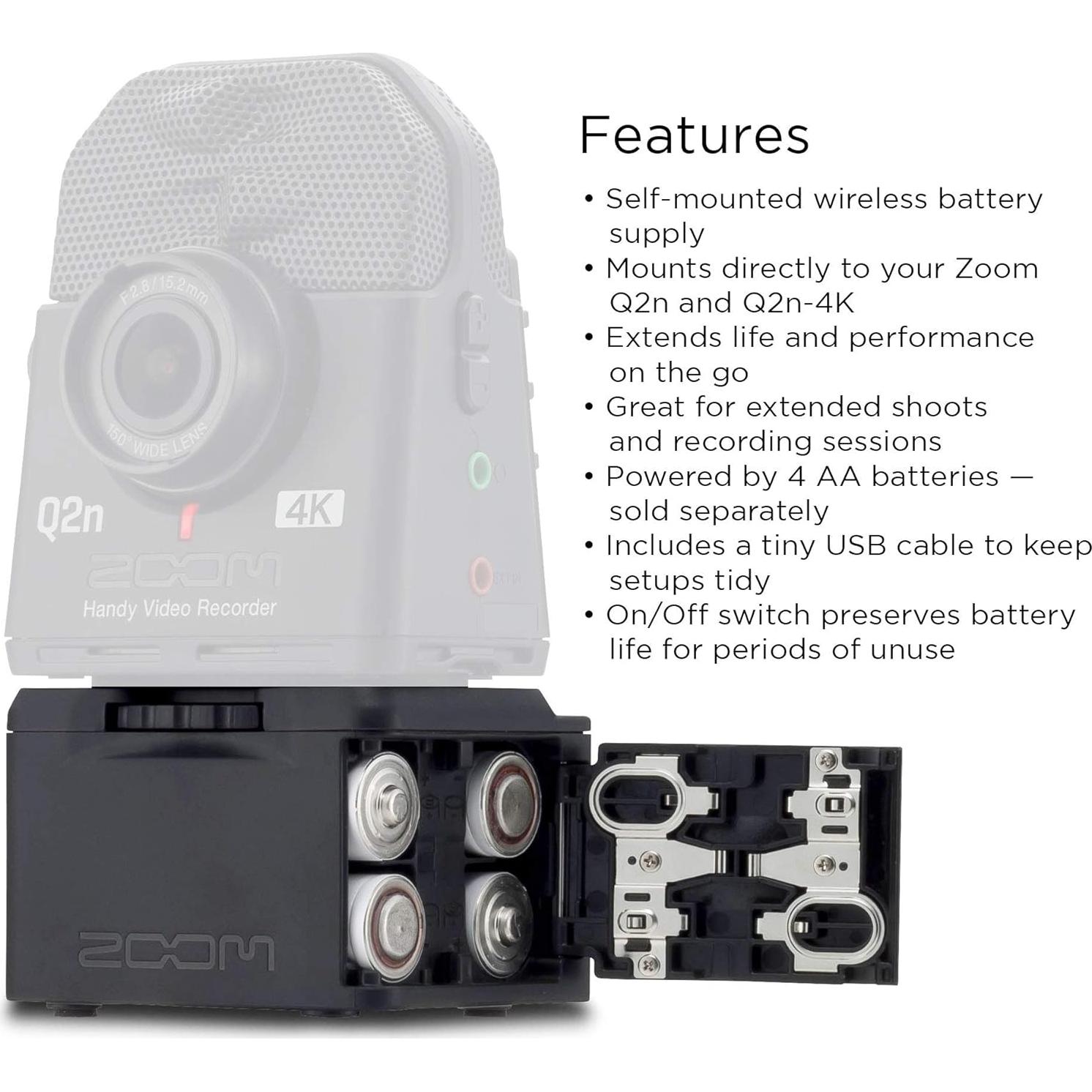 Grabadora de Video Portátil Zoom Q2n-4K + Batería Externa