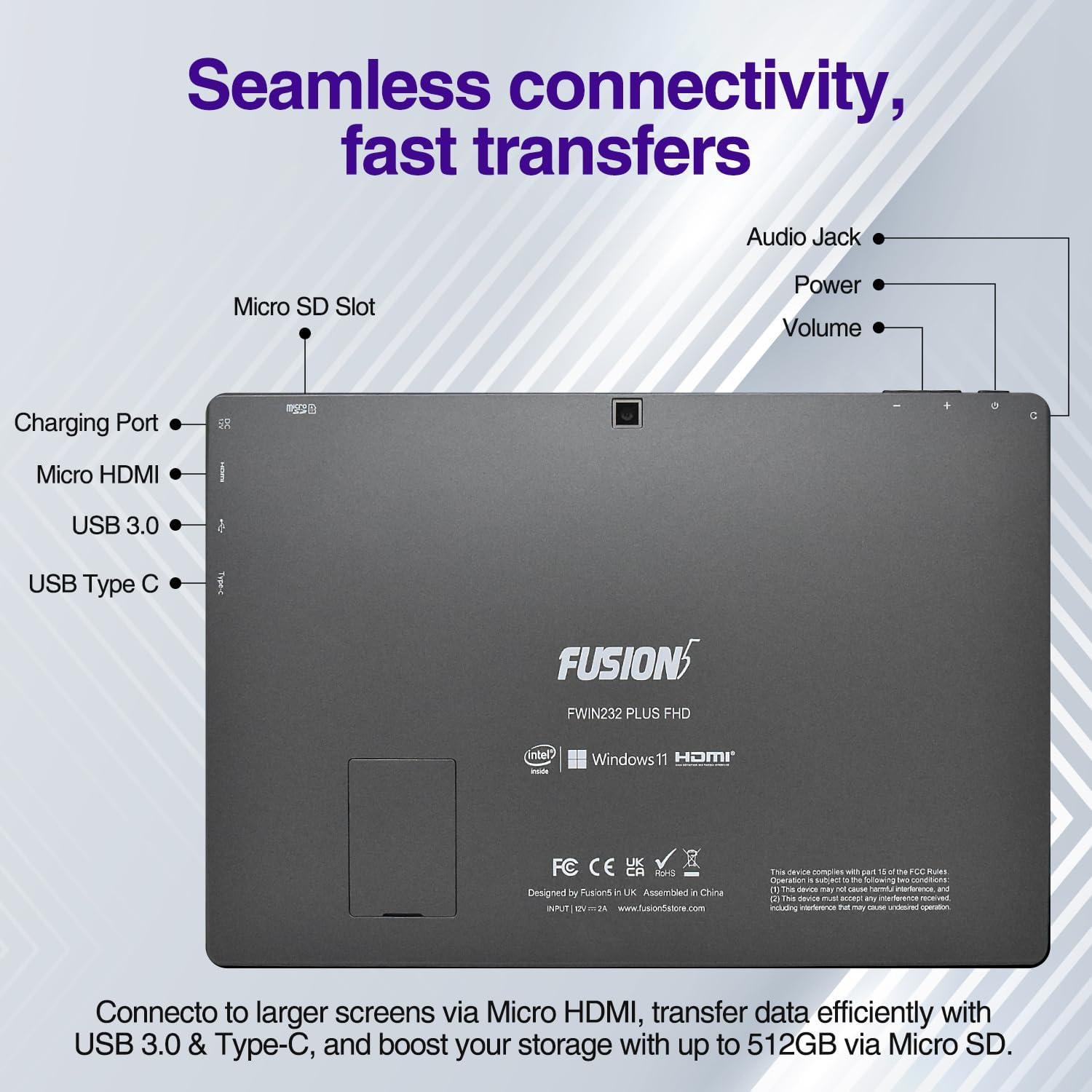 Tablet Fusion5 10.1" Windows 11 Pro 256GB 8GB RAM Full HD