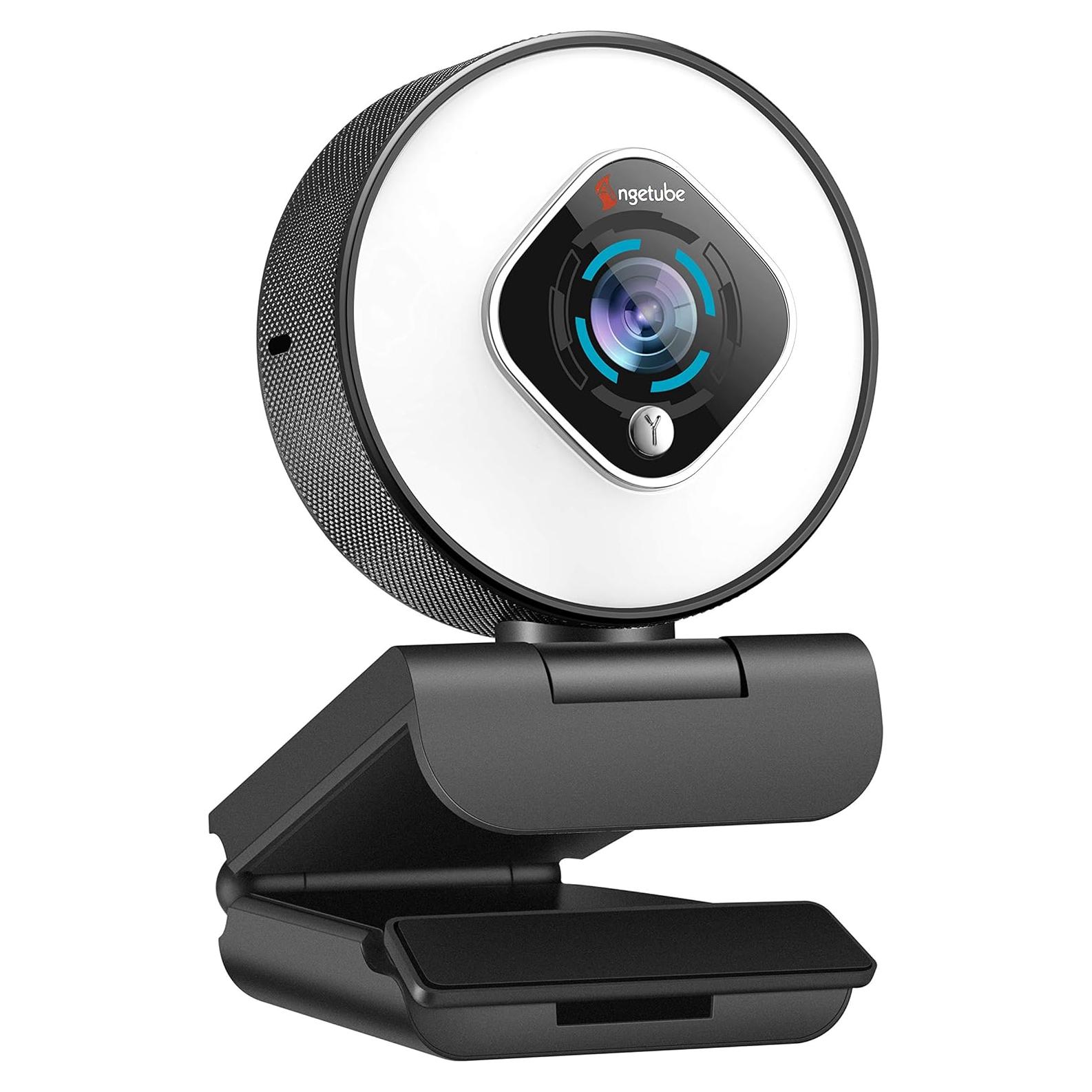 Cámara Web Angetube 962 HD 1080P con Luz de Anillo Ajustable