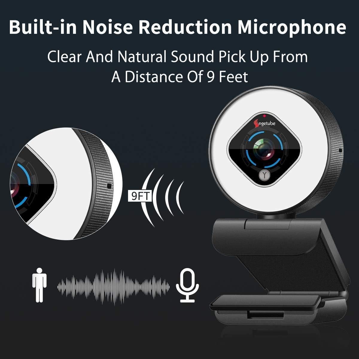Cámara Web Angetube 962 HD 1080P con Luz de Anillo Ajustable