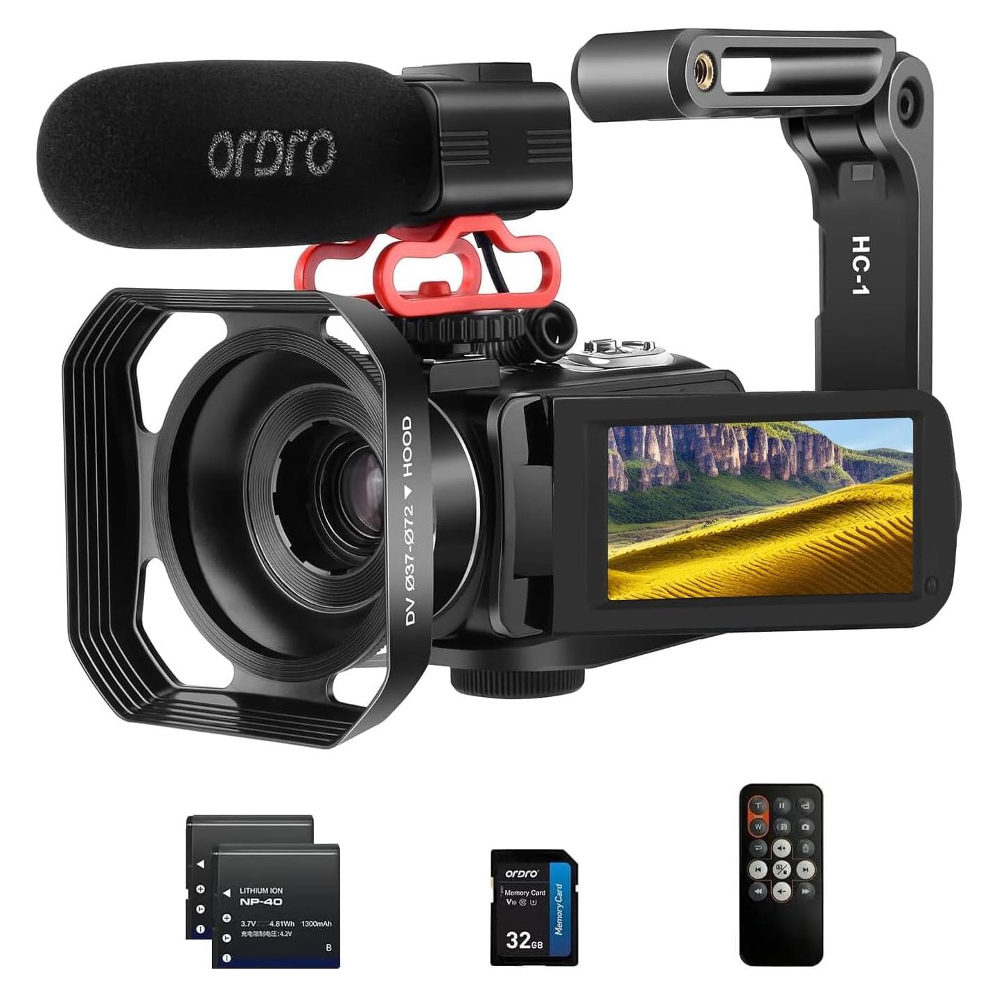 Cámara de Video ORDRO 4K 10X Zoom Óptico Pantalla Táctil