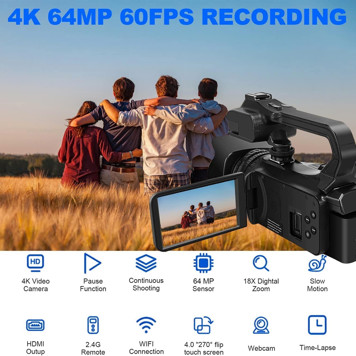 Cámara de Video KLIOMAX 4K 64MP con Micrófono y Accesorios