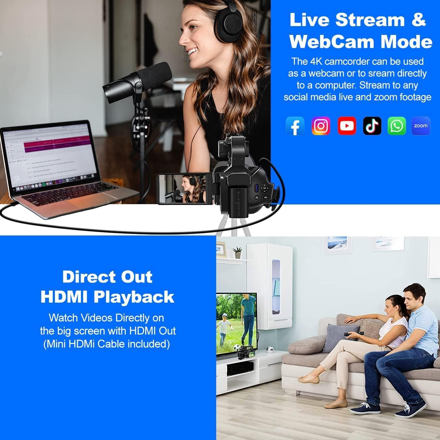 Cámara de Video KLIOMAX 4K 64MP con Micrófono y Accesorios