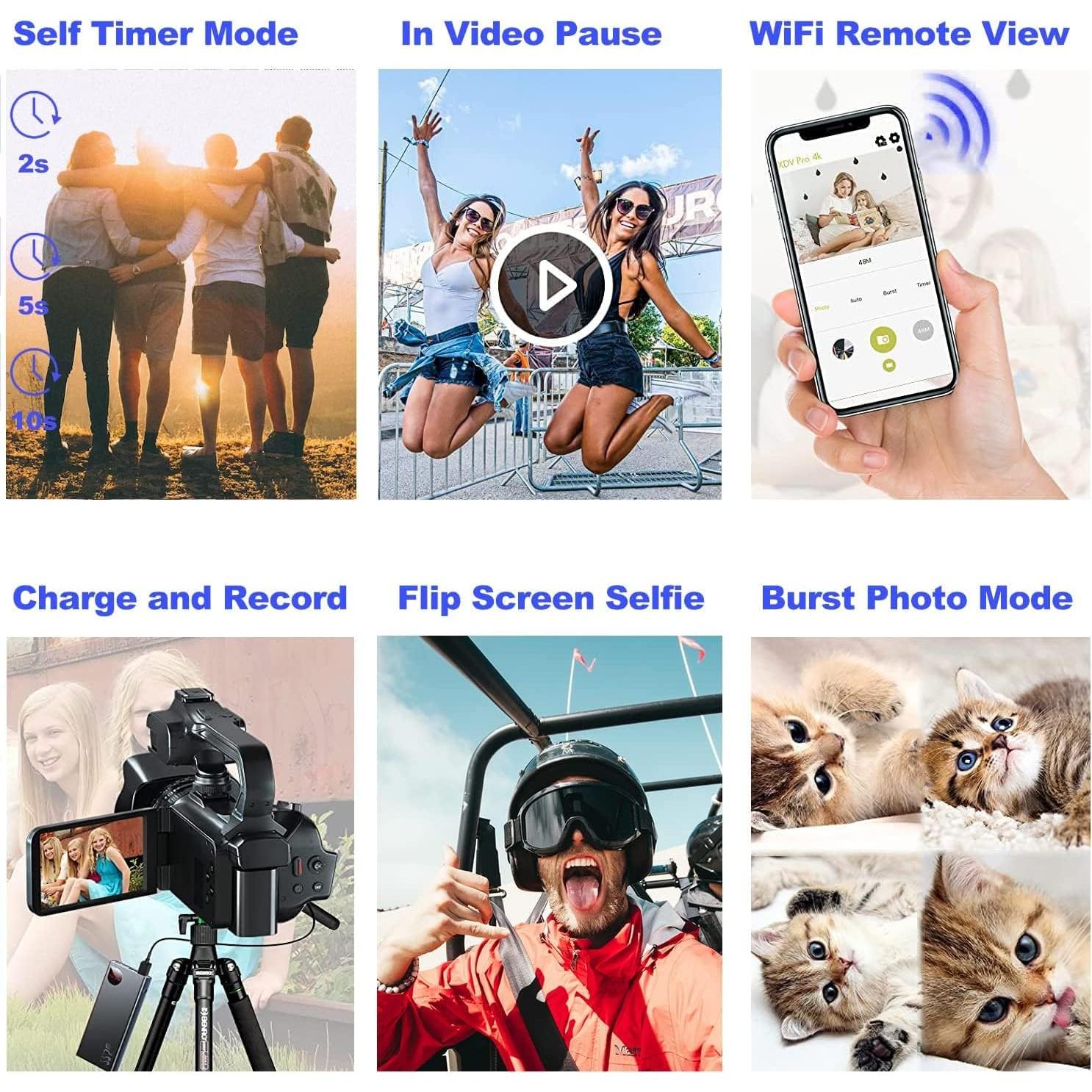 Cámara de Video KLIOMAX 4K 64MP con Micrófono y Accesorios