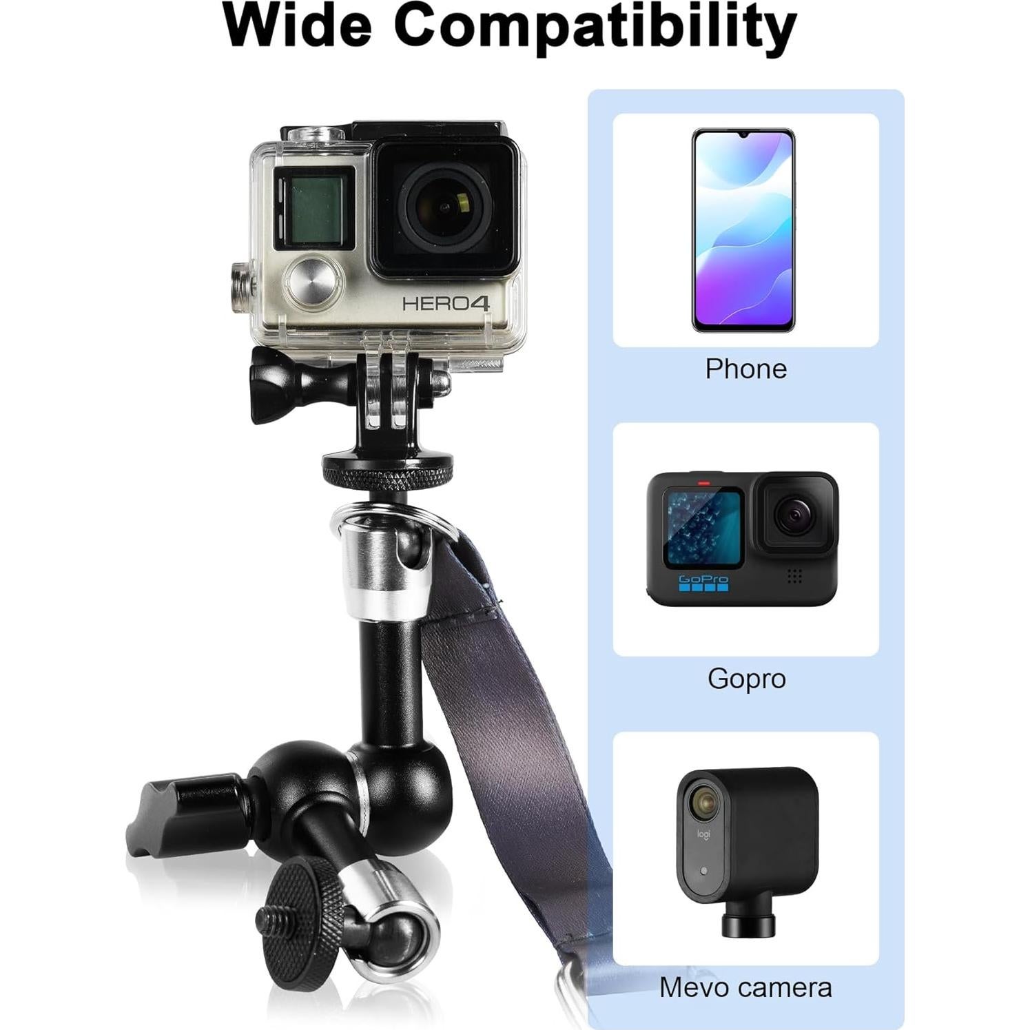 Selens Fence Mount Live Streaming Kit for Mevo Start,Gopro,Chain Link Fence Mount with Storage Bag for Gamechanger at Baseball,Softball Field