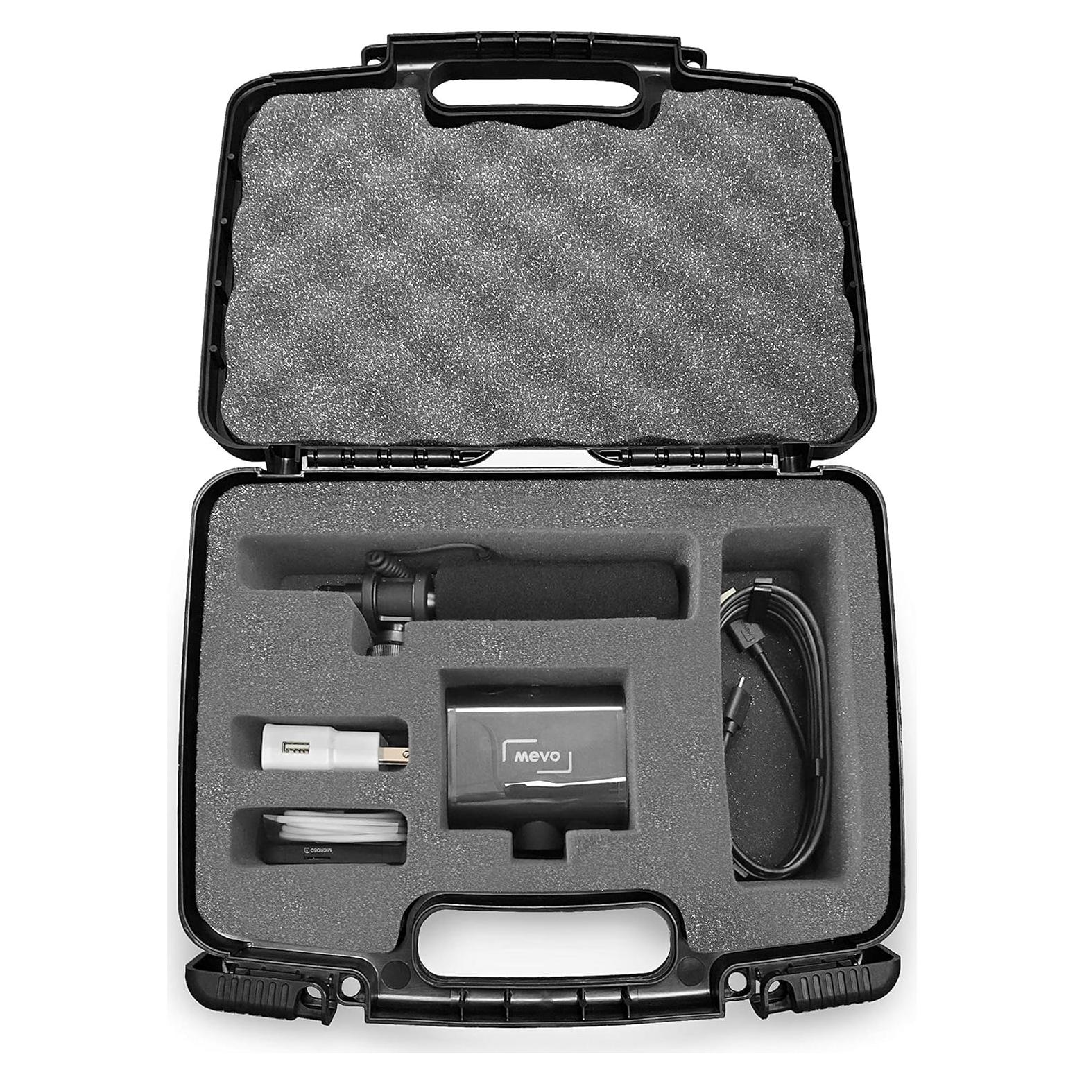 Casematix Hard Shell Camera Case Compatible with Mevo Start Live Streaming Camera, Shotgun Mic and Accessories in Custom Foam, Includes Carrying Case Only