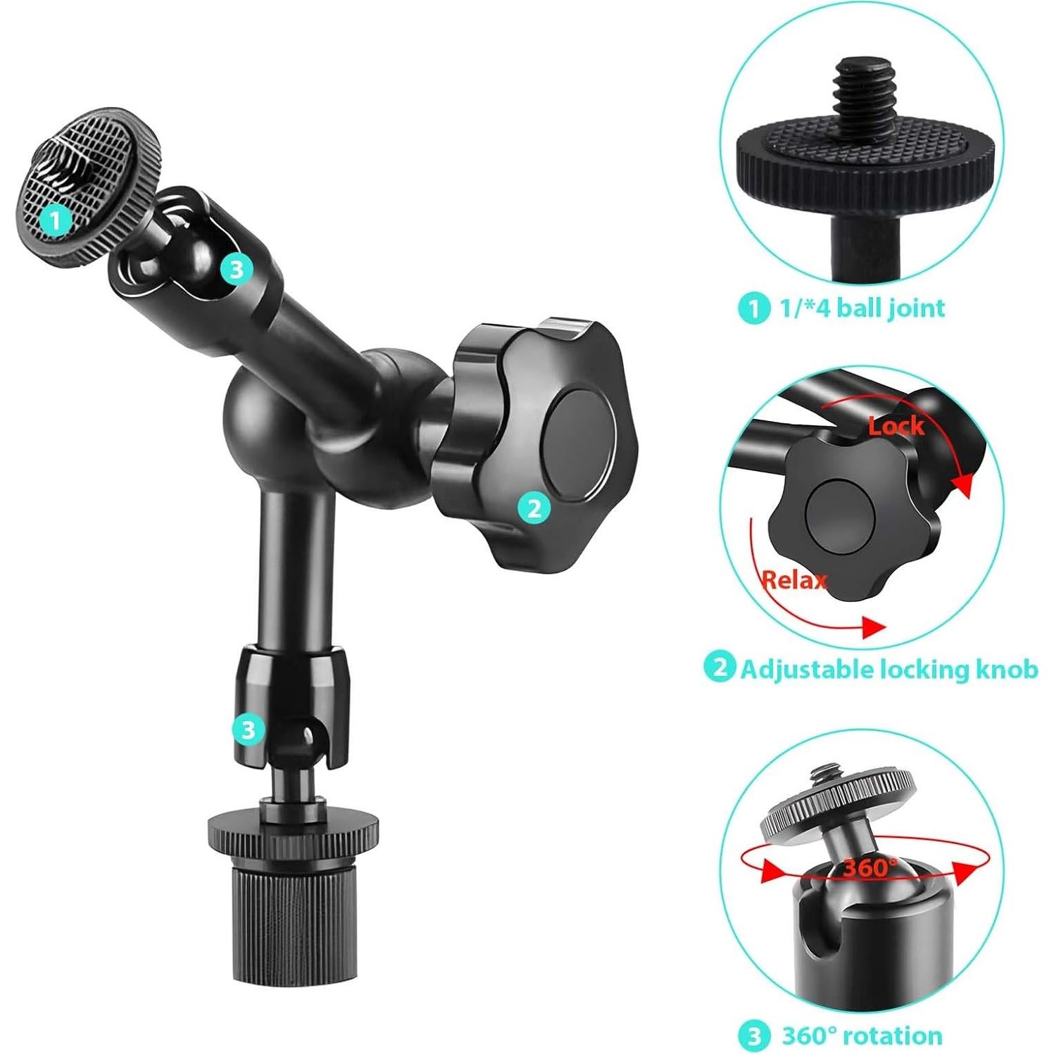 Magnetic Fields Fence Mount for Mevo Start/GoPro / Insta360 / DJI OSMO Pocket 3 / iPhone,Two 1/4" Mount Point Standing Magnetic Holder for Recording Baseball Tennis Games - Game Changer Mounting Kit