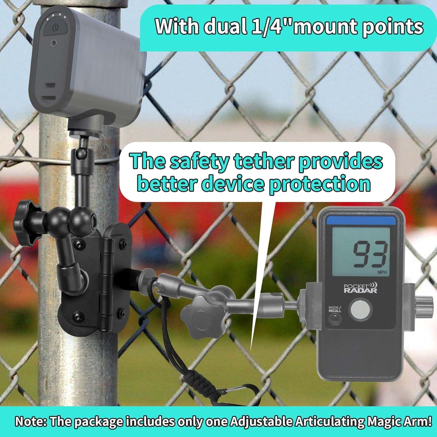 Magnetic Fields Fence Mount for Mevo Start/GoPro / Insta360 / DJI OSMO Pocket 3 / iPhone,Two 1/4" Mount Point Standing Magnetic Holder for Recording Baseball Tennis Games - Game Changer Mounting Kit