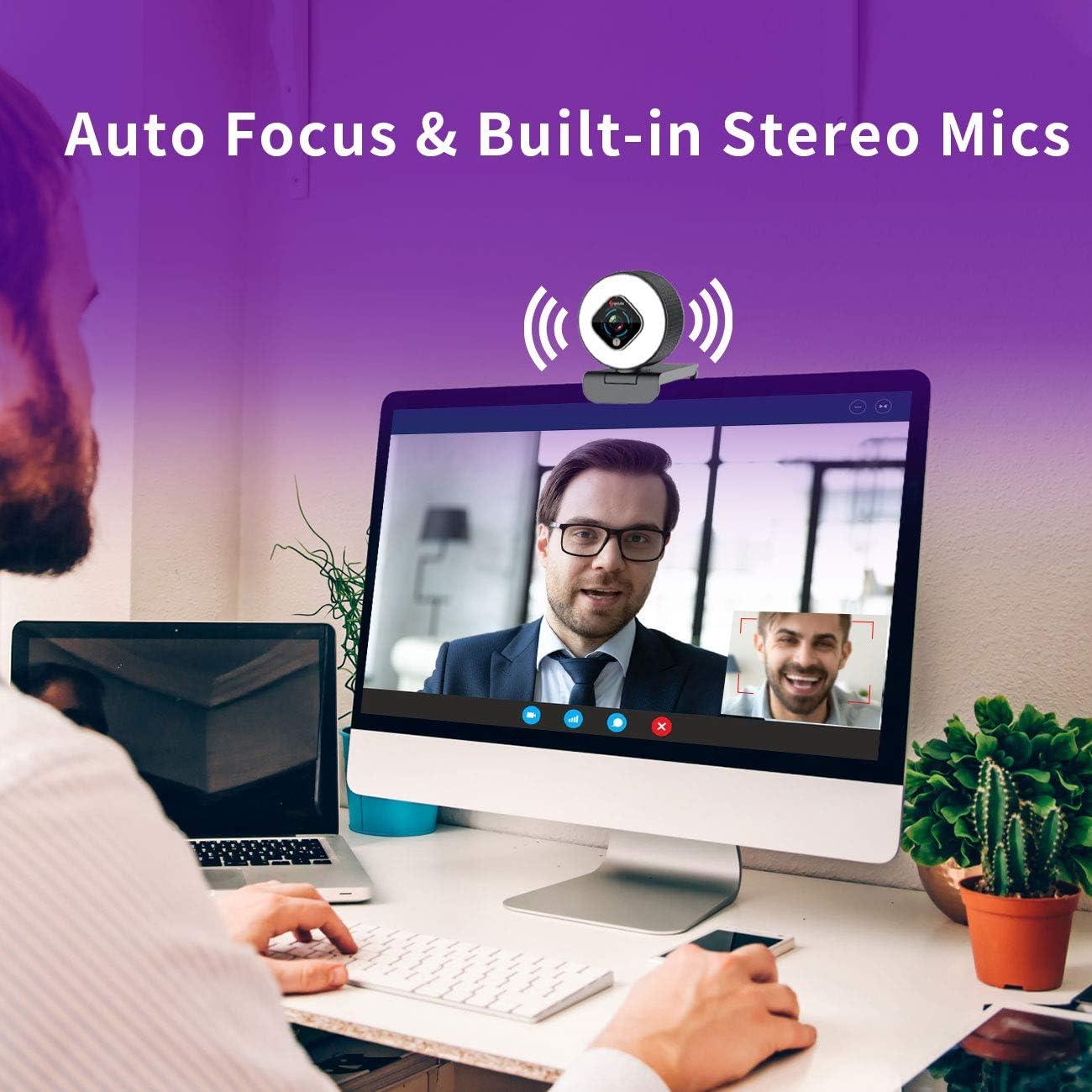 Cámara Web Angetube 962 HD 1080P con Luz de Anillo y Autofoco