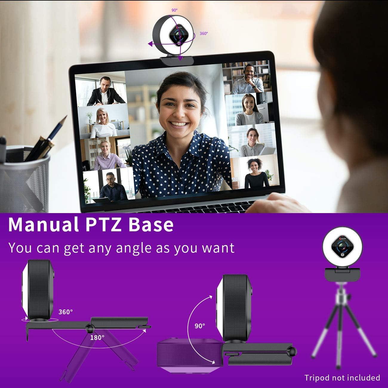 Cámara Web Angetube 962 HD 1080P con Luz de Anillo y Autofoco