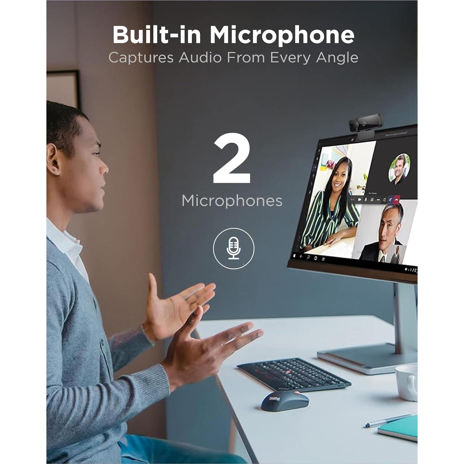 Cámara Web Lenovo Essential FHD 1080P con Doble Micrófono