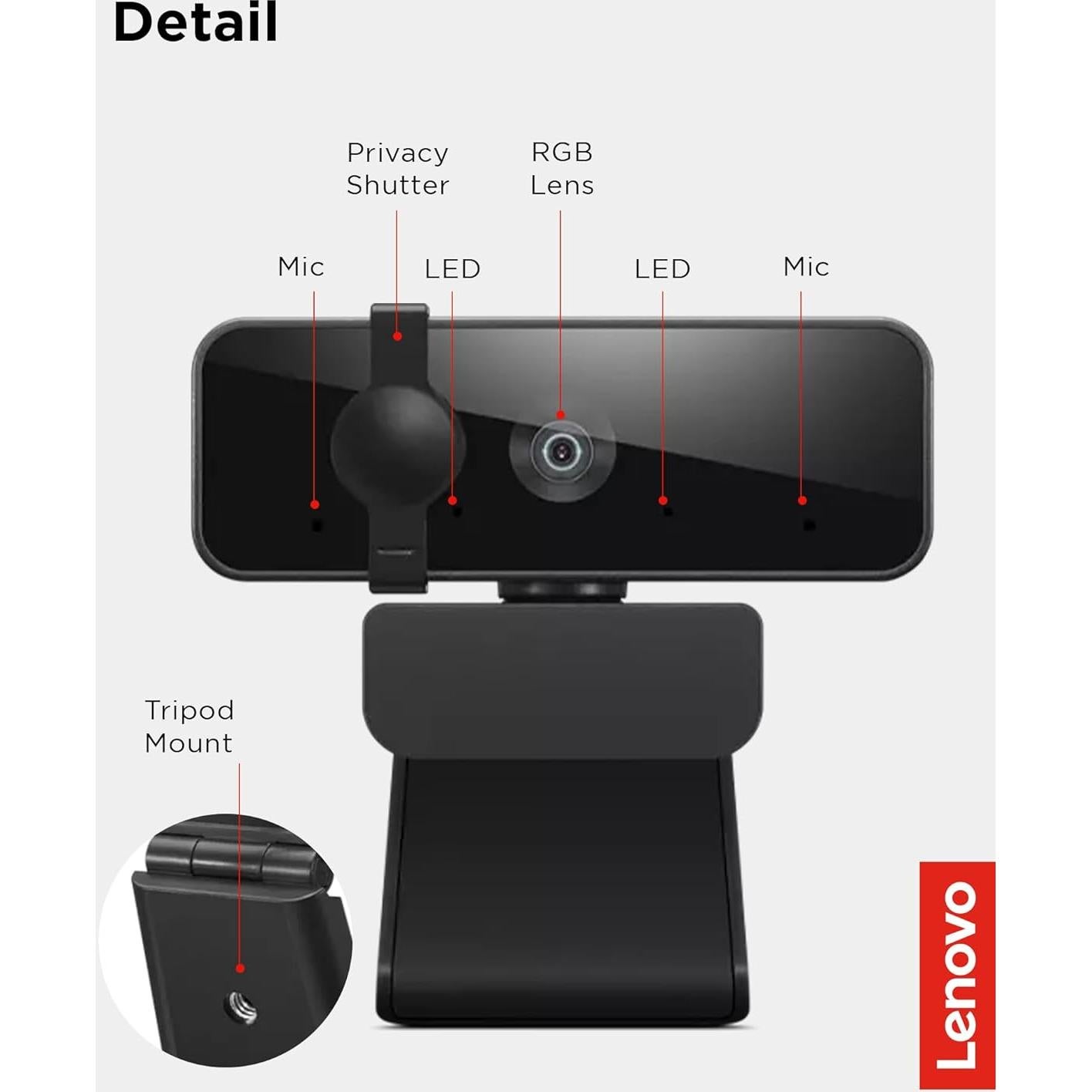 Cámara Web Lenovo Essential FHD 1080P con Doble Micrófono