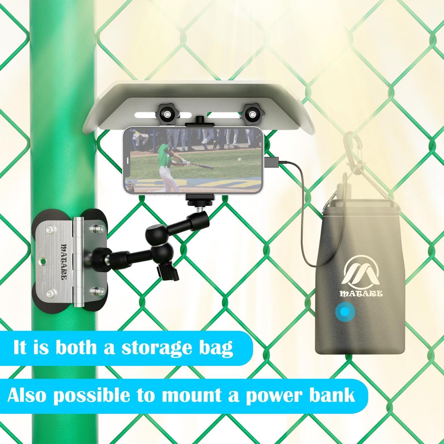 Fence Mount for Mevo Start Magnetic, GoPro, iPhone and Phone, Mounting Kit Fence Mount for Recording Baseball,Softball and Tennis Games(N6 Pro)