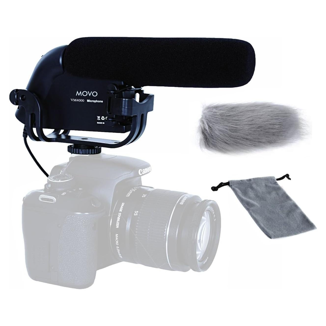 Movo VXR4000 HD Condenser Prosumer Video Microphone for Sony, Nikon, Canon DSLR Video Cameras - Camera Mic