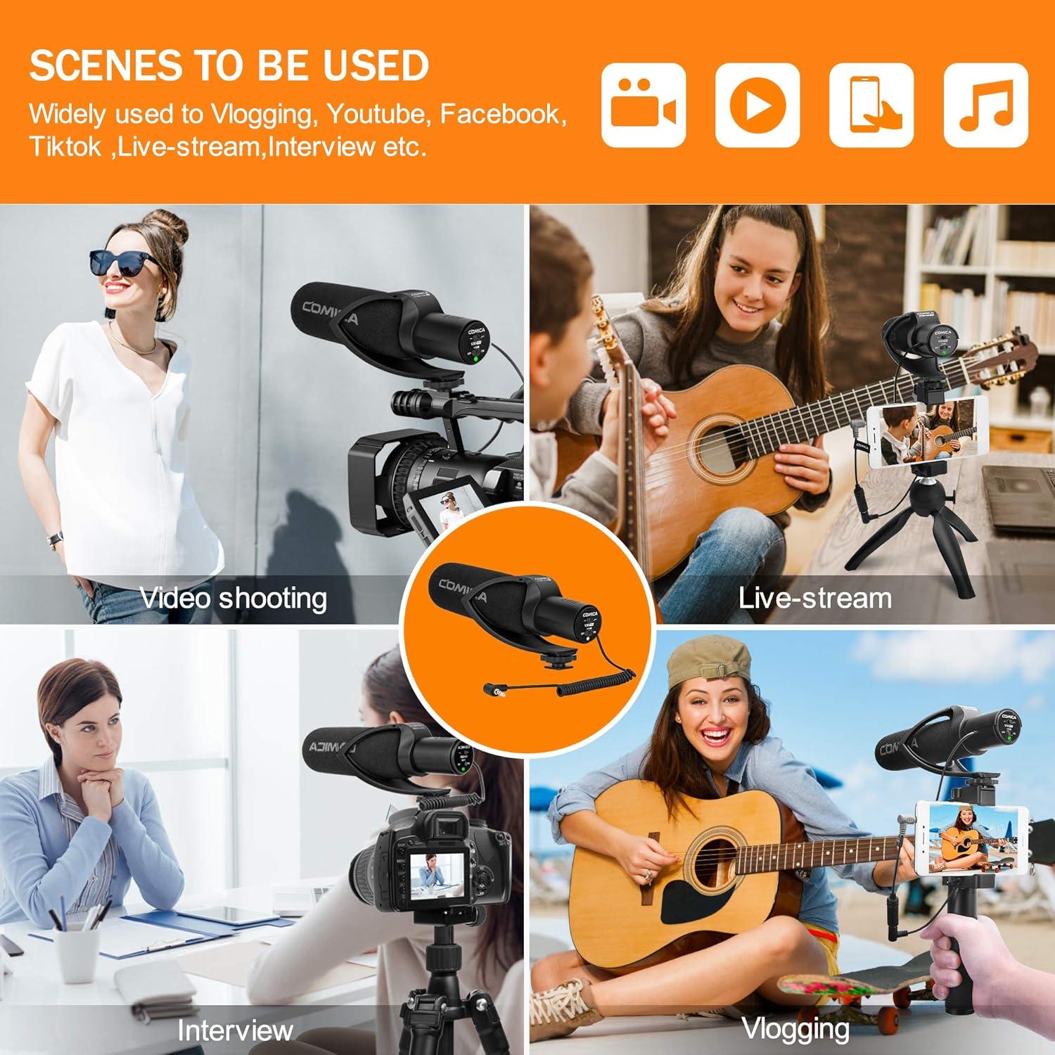 Micrófono de Cámara COMICA CVM-V30PRO Super Cardioide