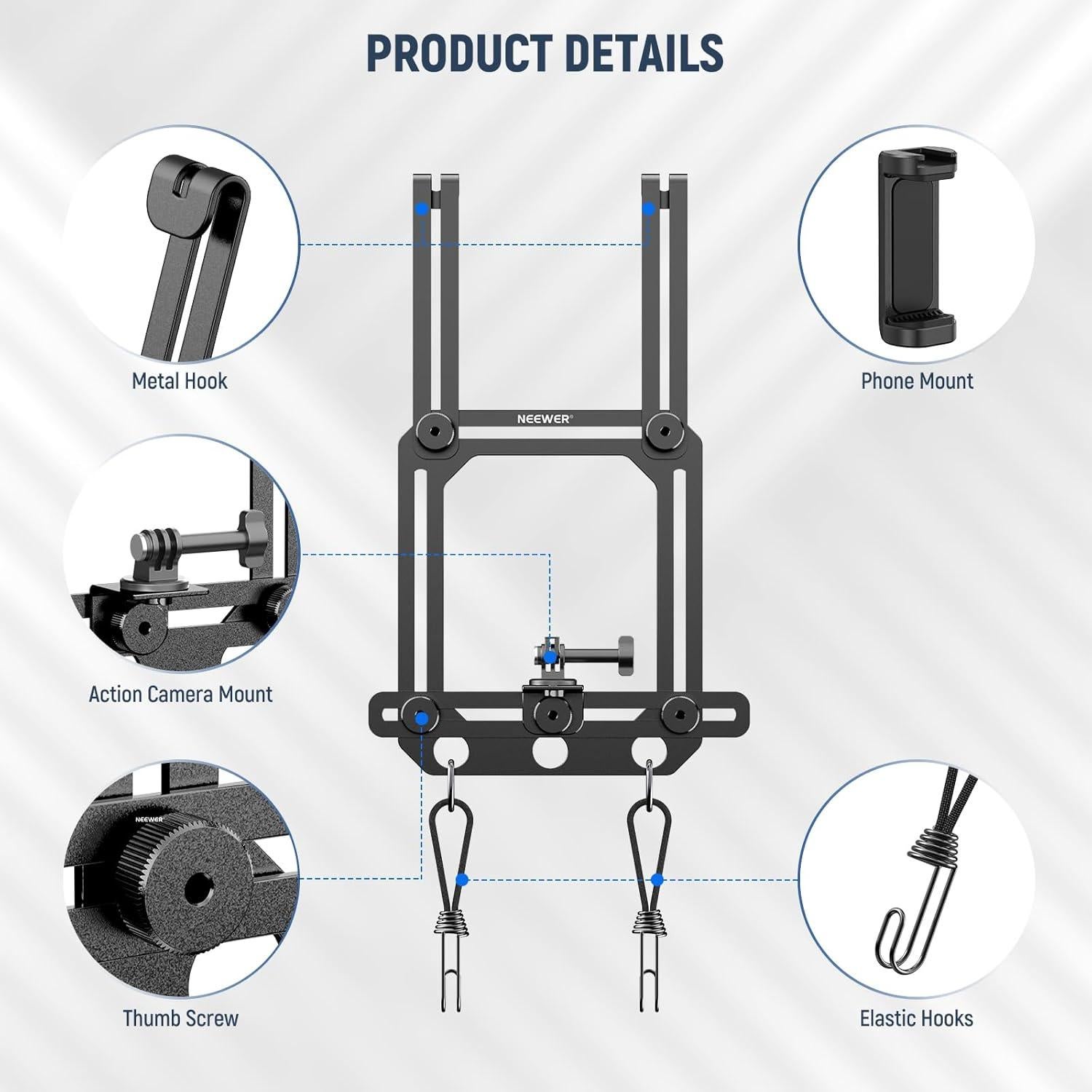 NEEWER Camera Fence Mount with 15X Magnification Lens, for Live Streaming Compatible with Gamechanger App, Metal Chain Link Fence Phone Mount Holder Compatible with Mevo Start GoPro Max 360 DJI iPhone