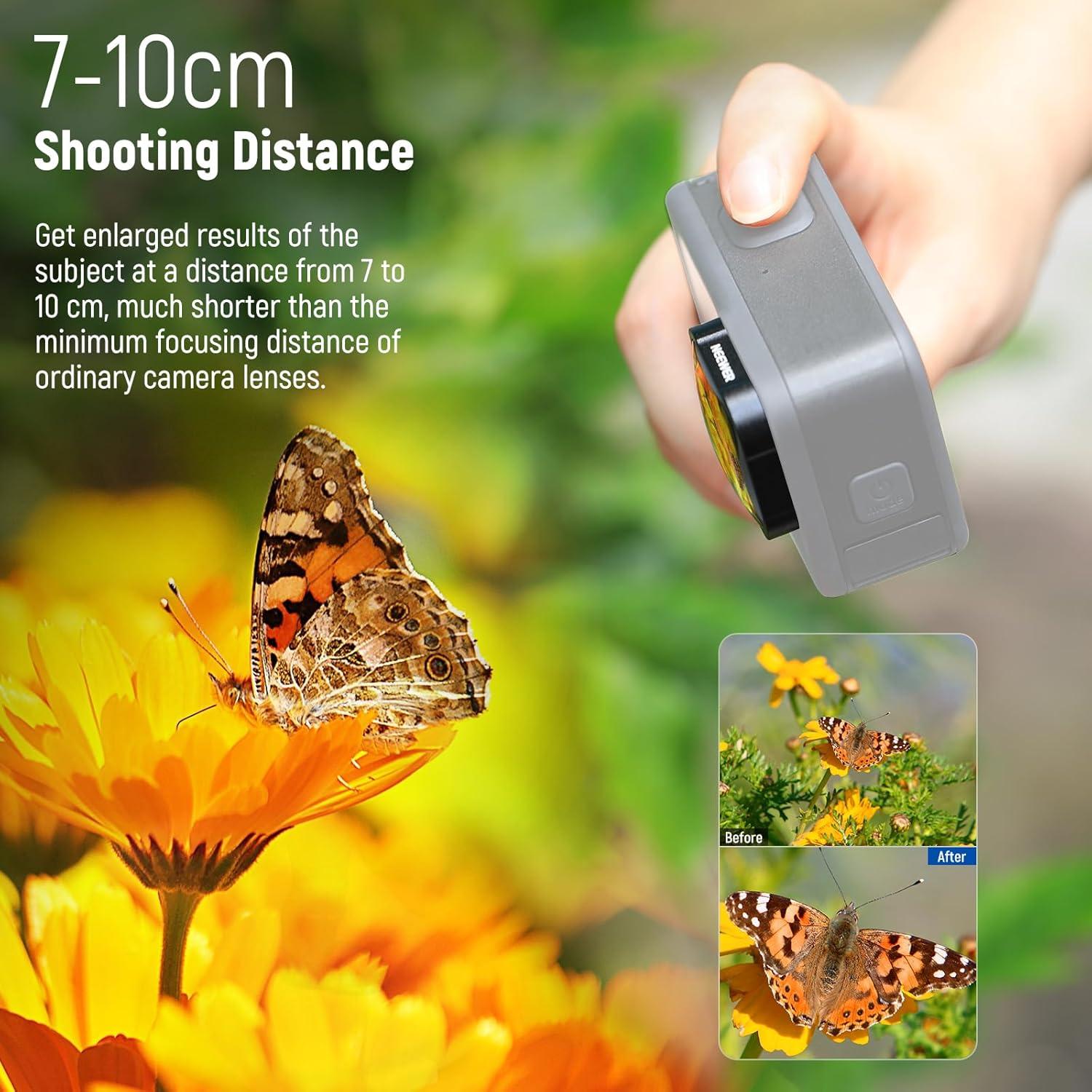 NEEWER Camera Fence Mount with 15X Magnification Lens, for Live Streaming Compatible with Gamechanger App, Metal Chain Link Fence Phone Mount Holder Compatible with Mevo Start GoPro Max 360 DJI iPhone