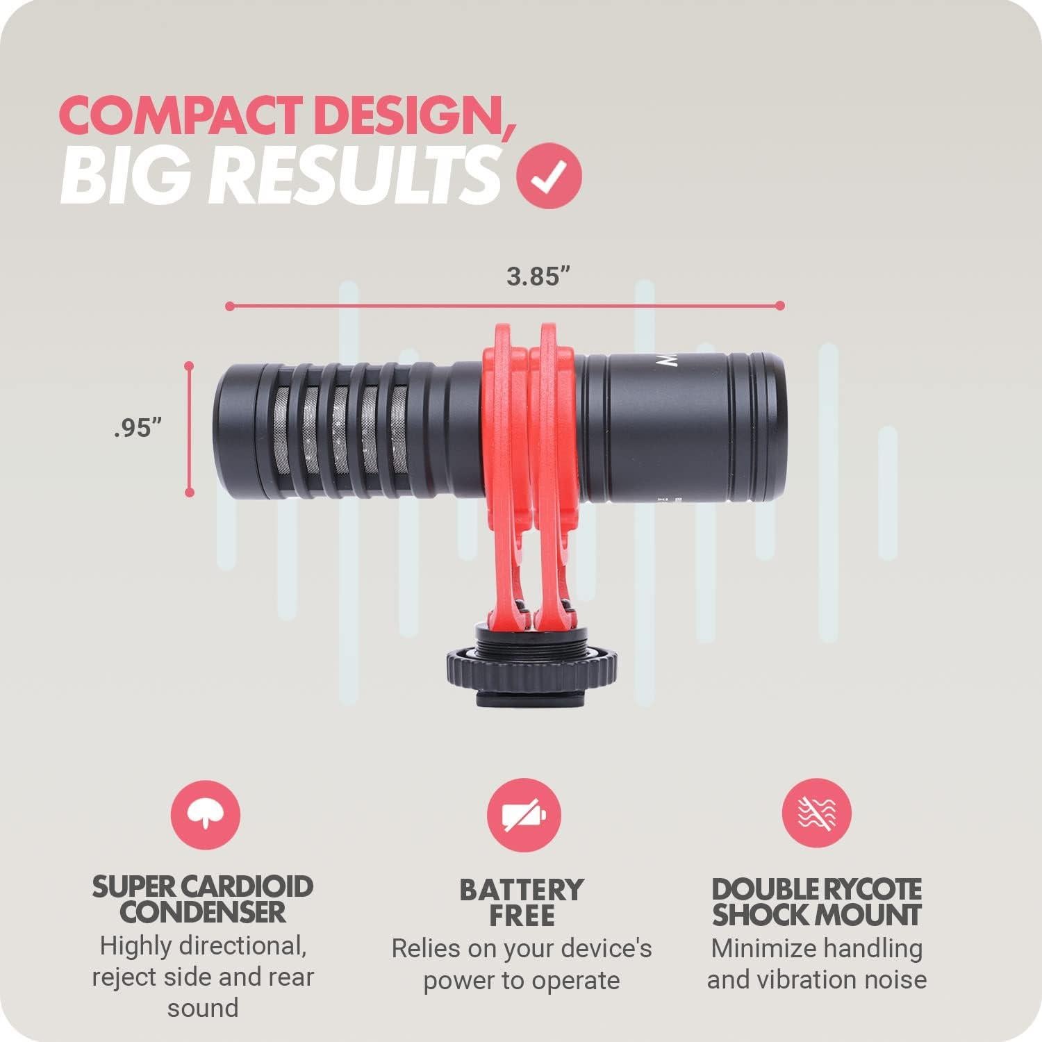 Micrófono Externo Movo VXR10-PRO Shotgun para Cámara y Smartphone