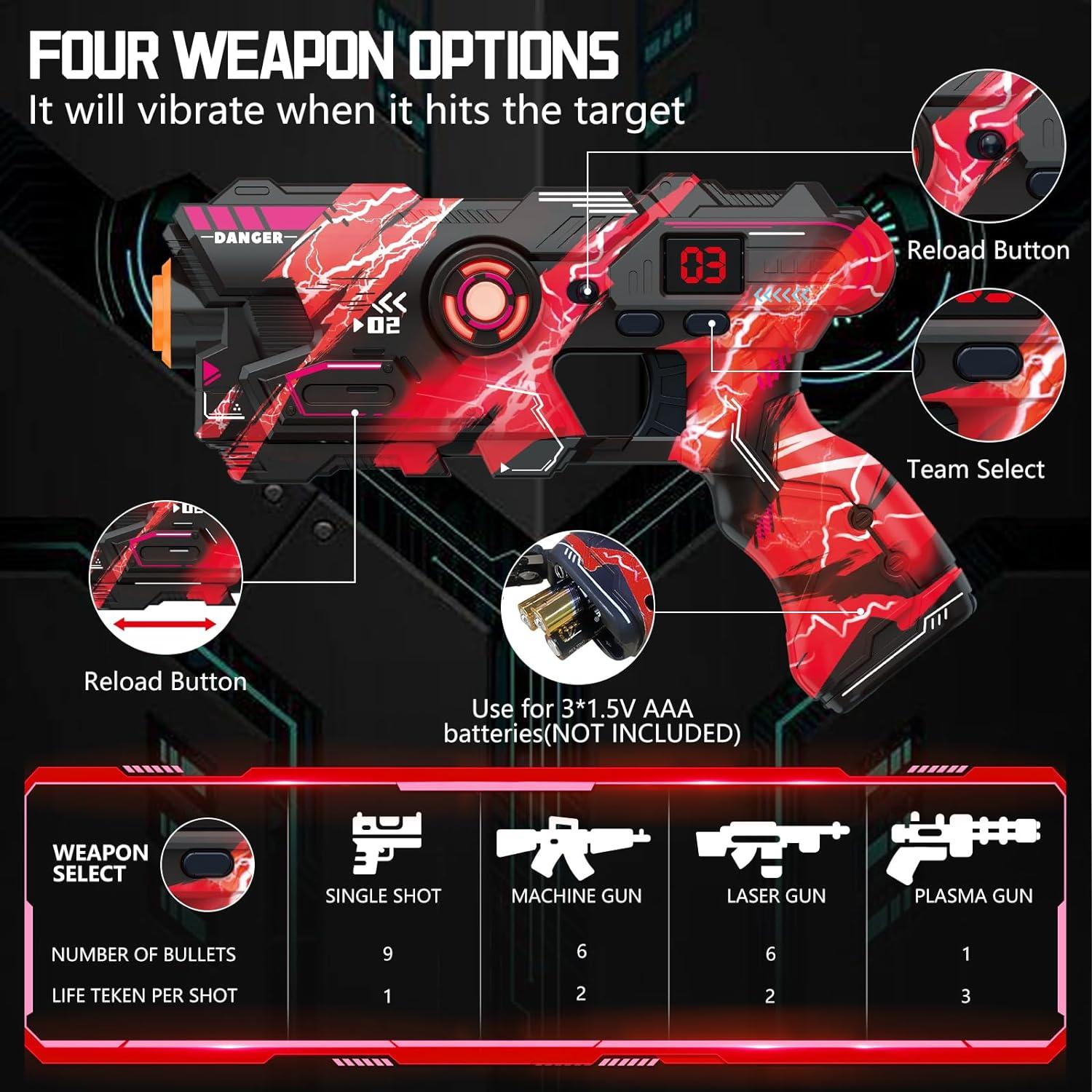 Conjunto de Laser Tag OSALON 2 Pistolas y Chalecos LED