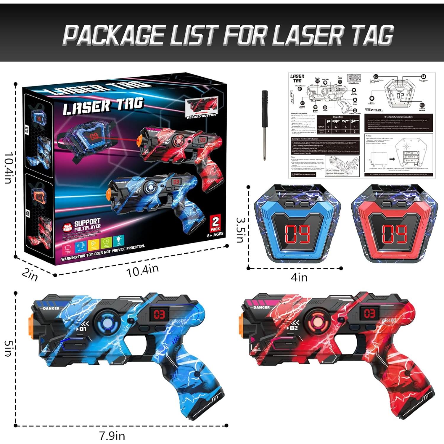 Conjunto de Laser Tag OSALON 2 Pistolas y Chalecos LED