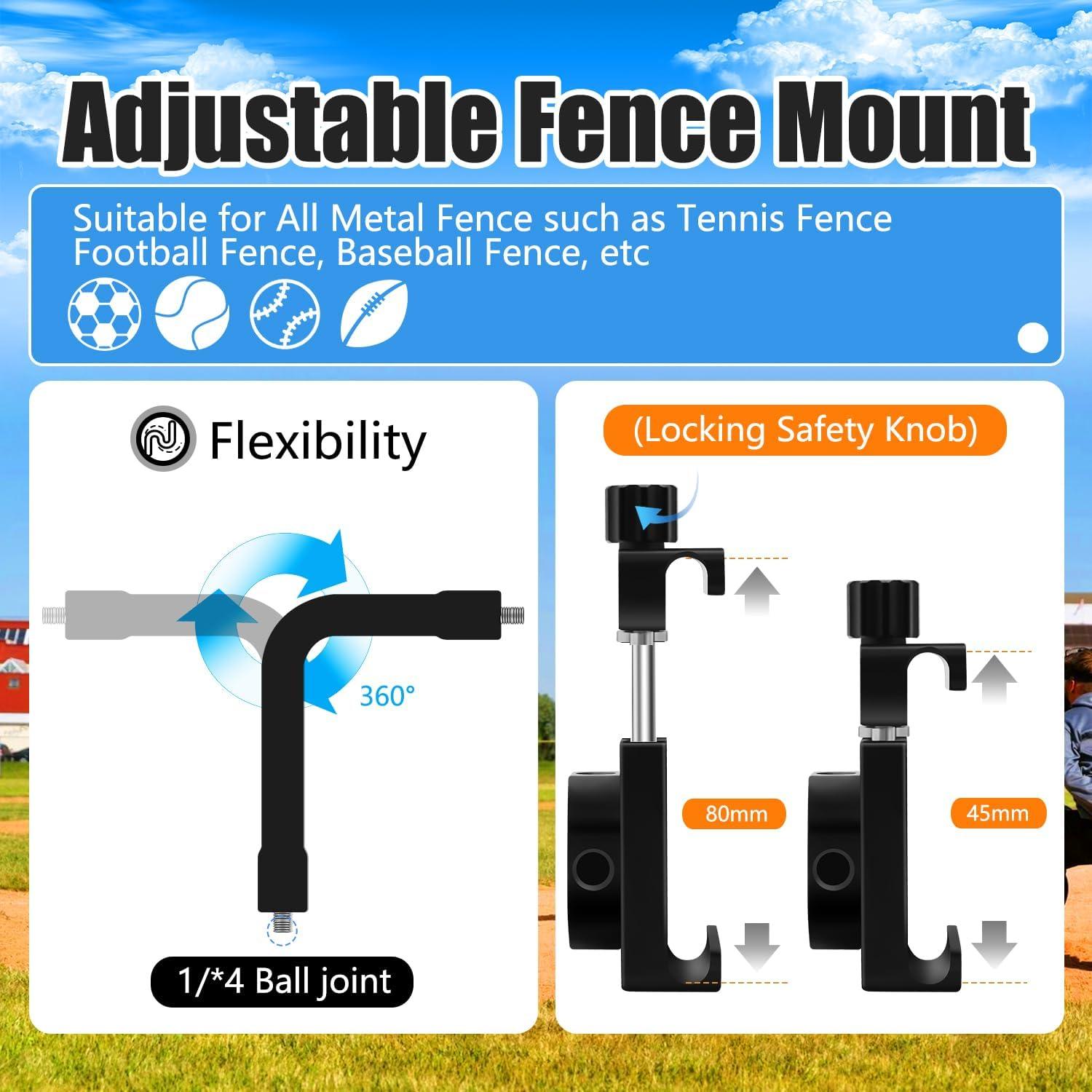 Soporte de Cerca Doble WEWOGA para Teléfono y Cámara - Béisbol, Tenis