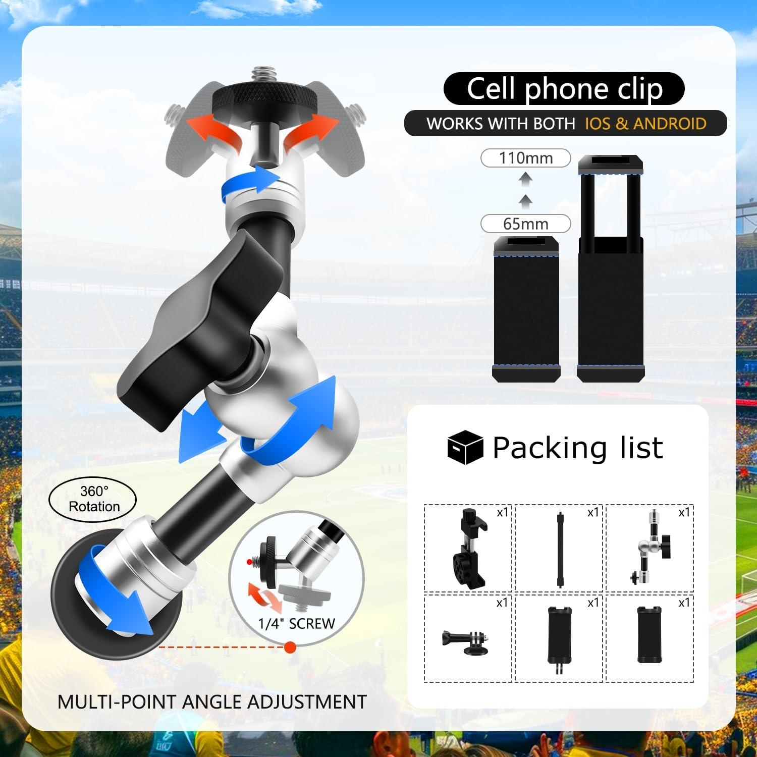 Soporte de Cerca Doble WEWOGA para Teléfono y Cámara - Béisbol, Tenis