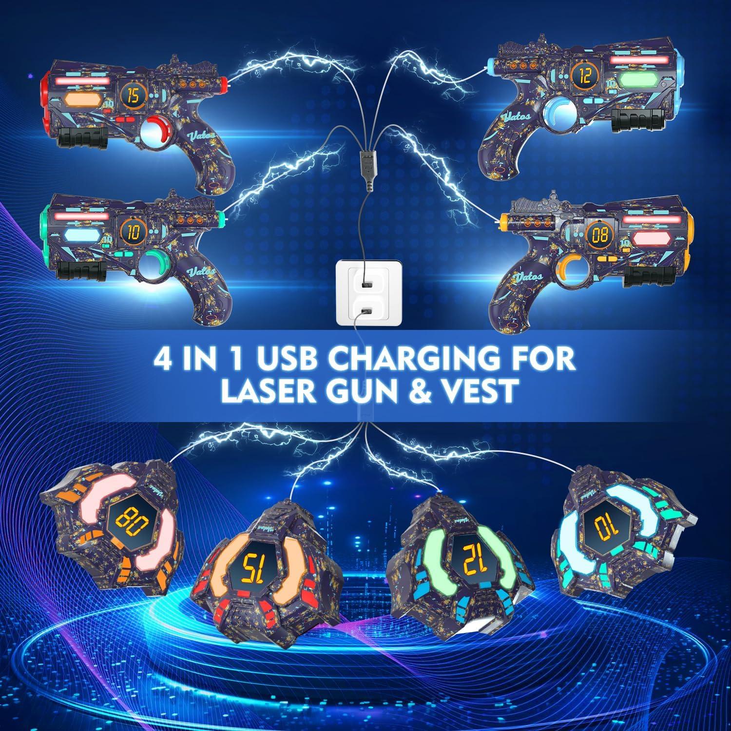 Conjunto de Pistolas de Juguete VATOS con Chalecos y Luz LED