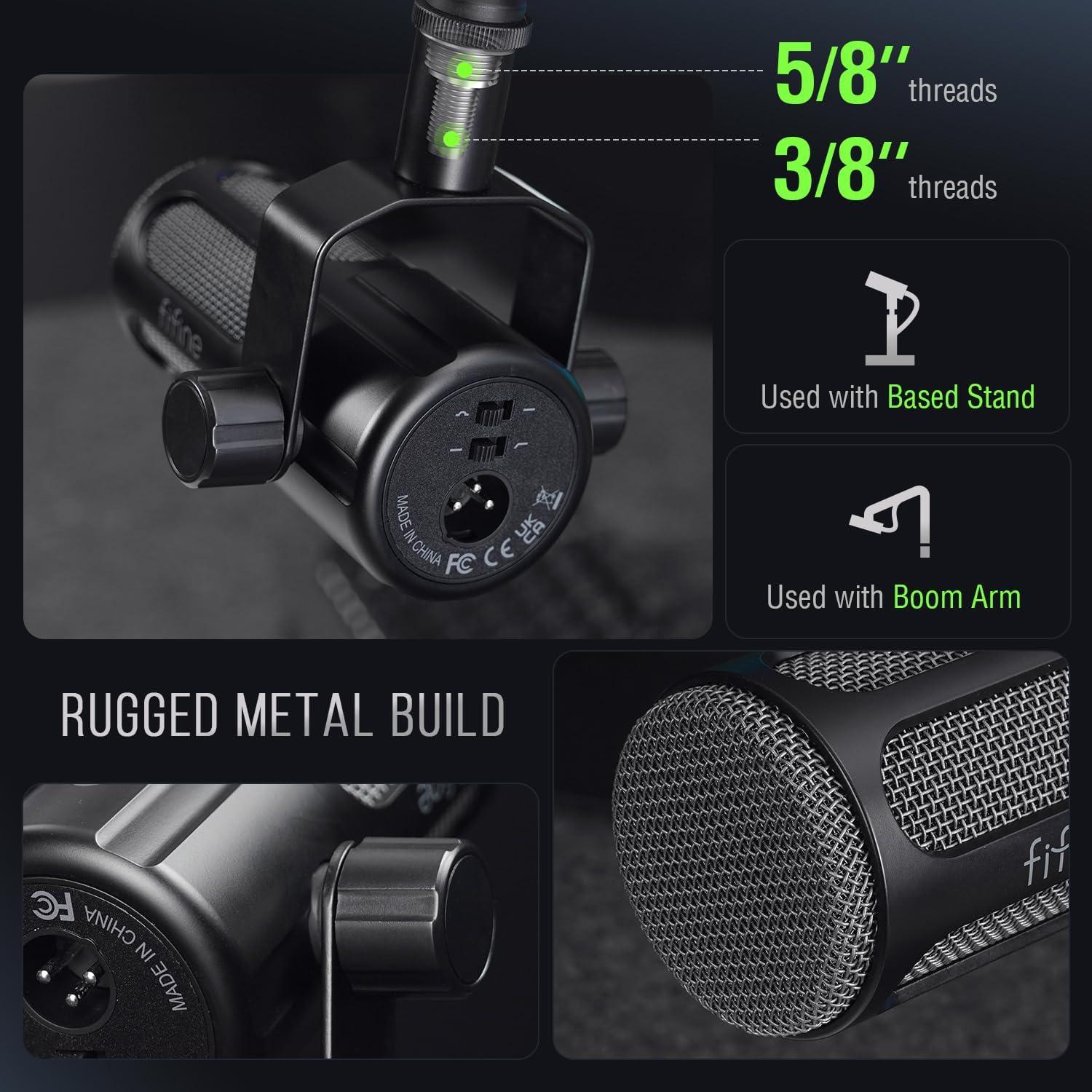 Micrófono Dinámico XLR FIFINE TANK1 para Grabación y Podcast