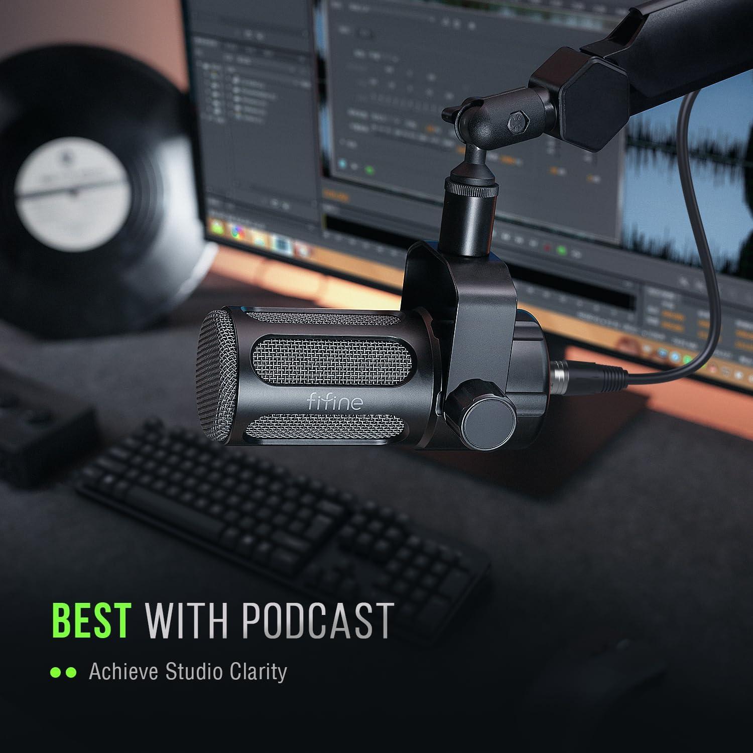 Micrófono Dinámico XLR FIFINE TANK1 para Grabación y Podcast