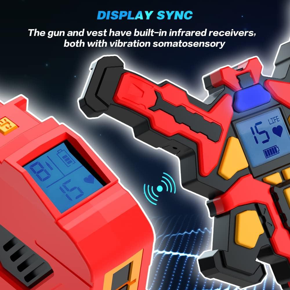 Conjunto de 4 Pistolas Láser Recargables VATOS con Chalecos