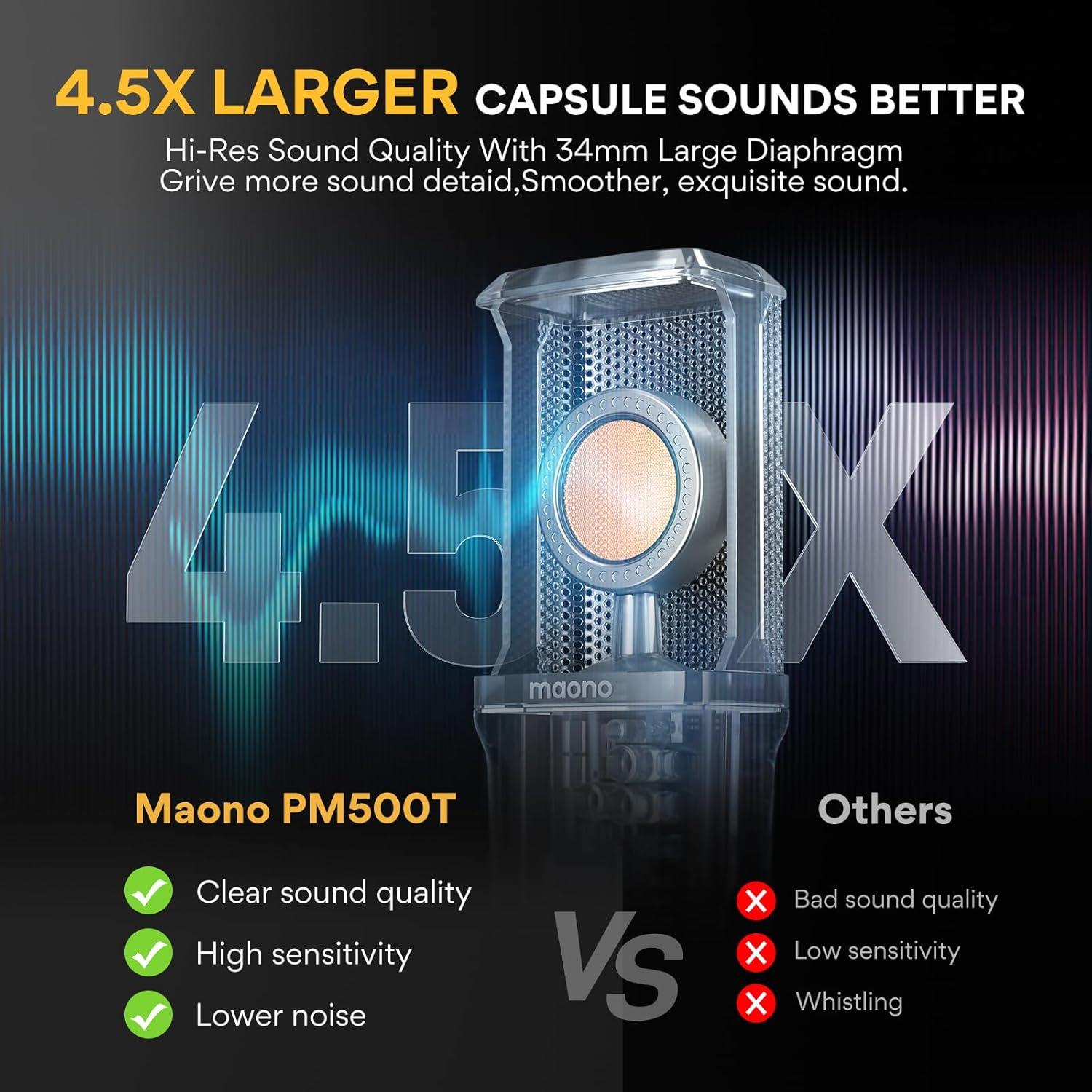 Micrófono de Condensador XLR Maono PM500 Cardioide 34mm