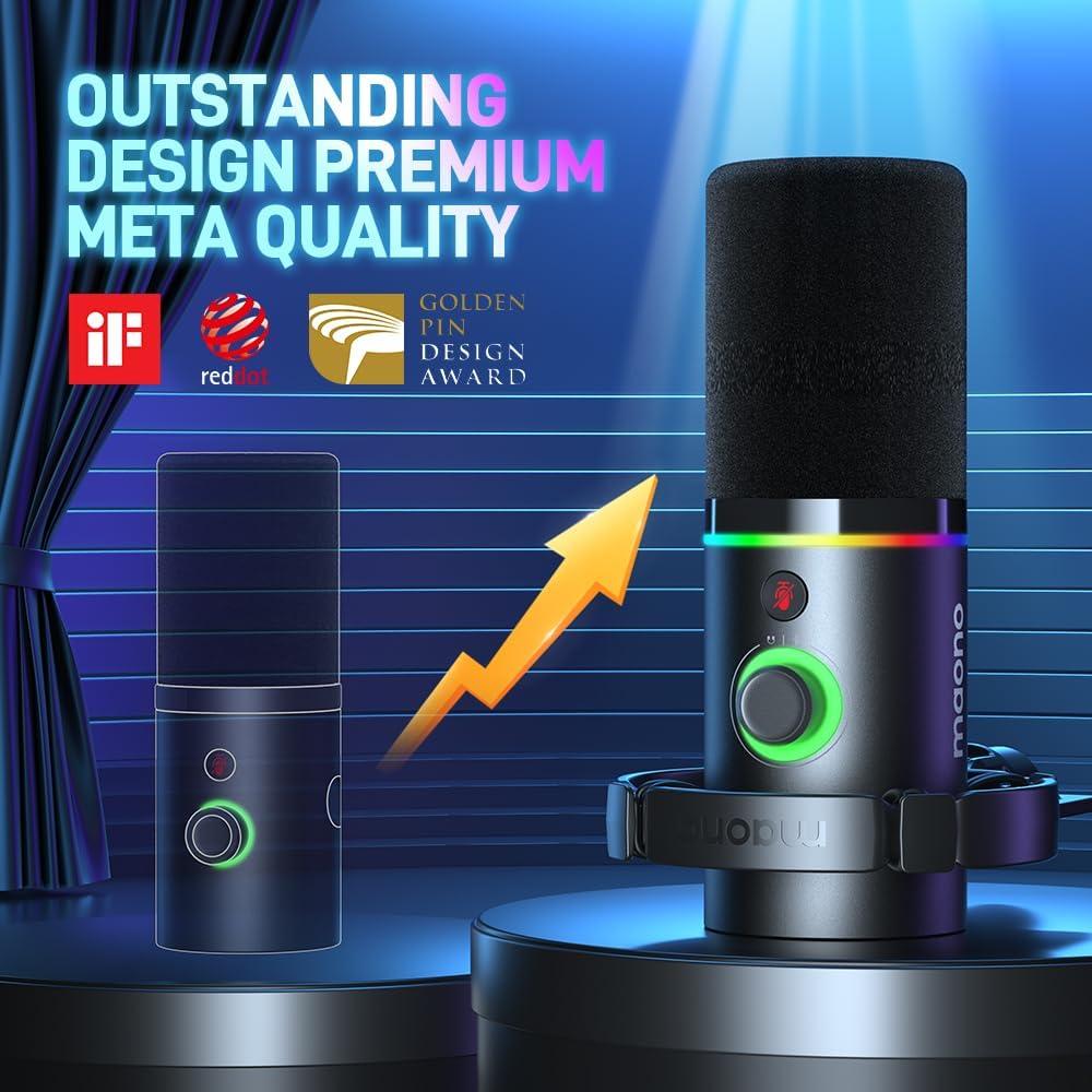 Micrófono Dinámico MAONO PD200X USB/XLR con RGB y Control
