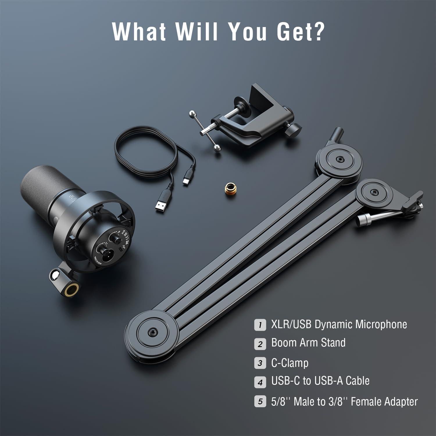 Micrófono Dinámico FIFINE K688T con Soporte de Brazo para Podcast